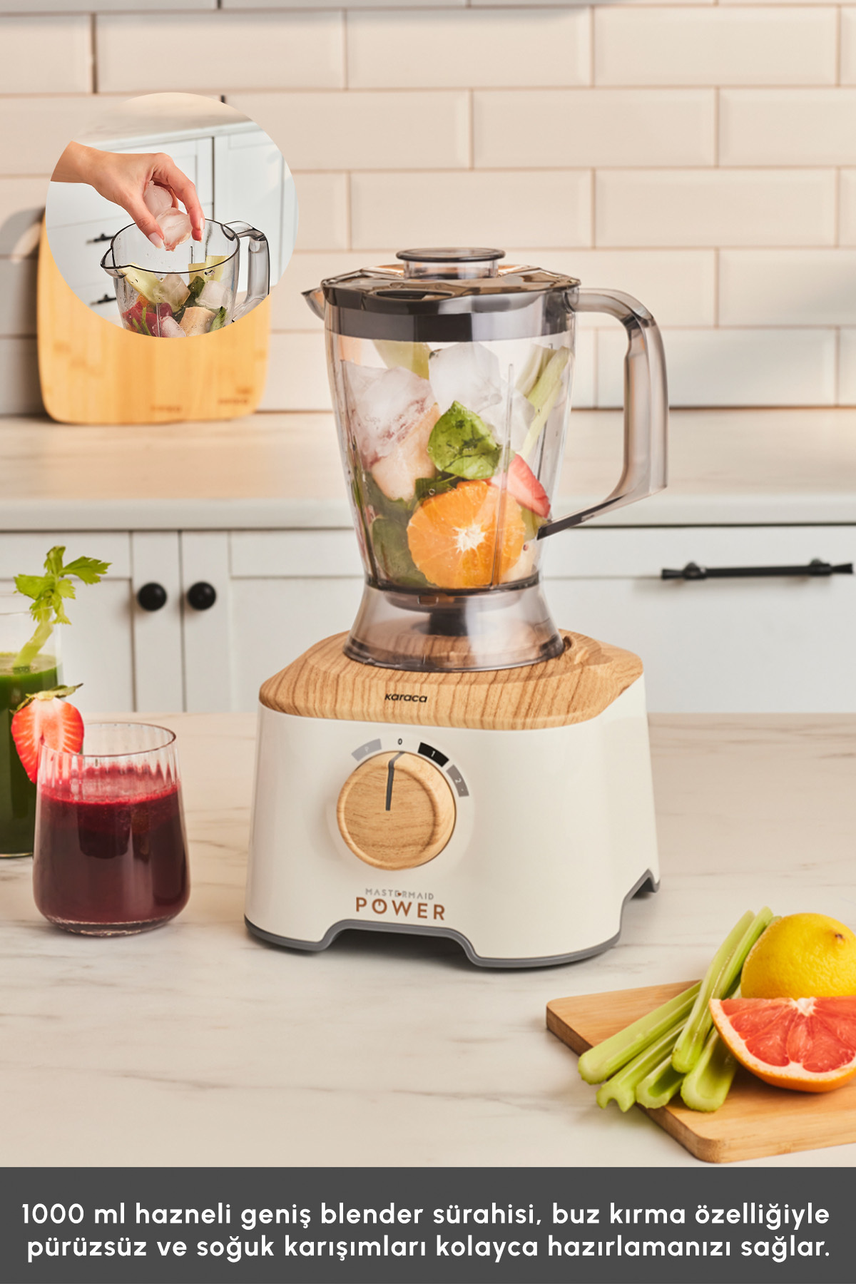 ست مخلوط کن MASTERMAID POWER 10 IN 1 FOOD PROCESSOR WOOD CRAFT 2000 W اورجینال Karaca