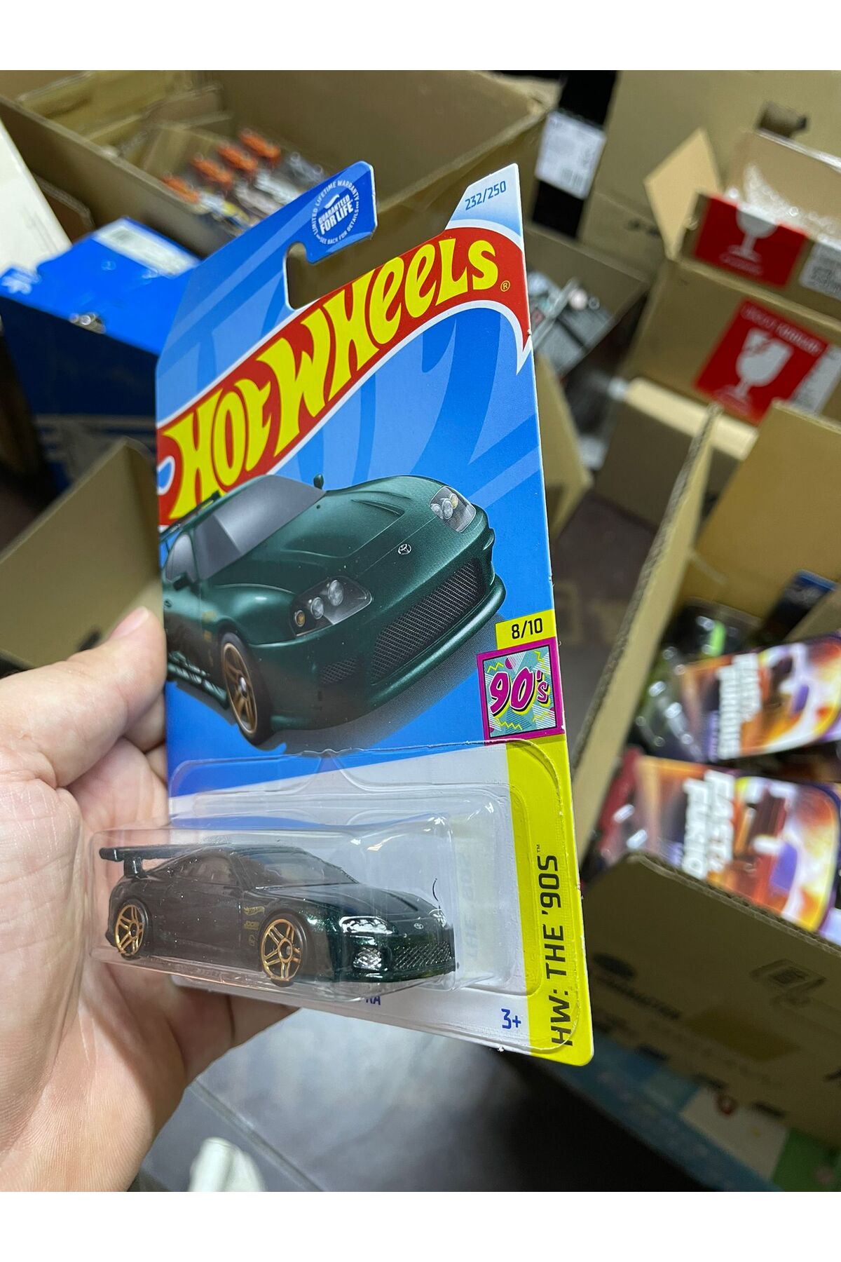 ماشین اسباب بازی تویوتا سوپرا لانگ کارت سبز 1:64 دیکست مدل از ترکیه HOT WHEELS