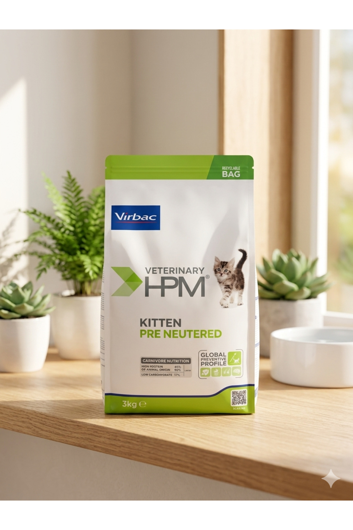 غذای خشک بچه‌گربه ویرباک Virbac Veterinary HPM Kitten Pre Neutered، ۳ کیلوگرم