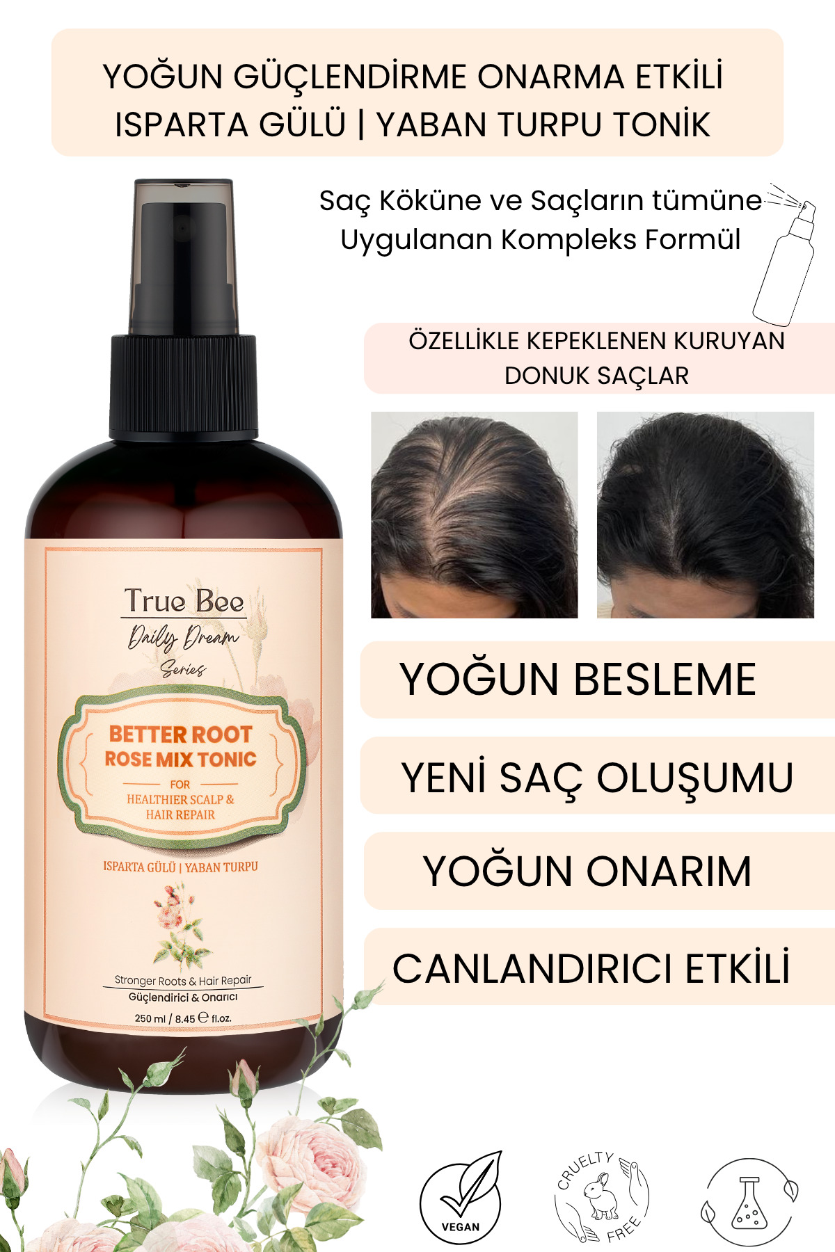 تونیک مو با اثرات تقویت کننده و رشد سریع مدل Daily Dream حجم 250 میلی لیتر True Bee