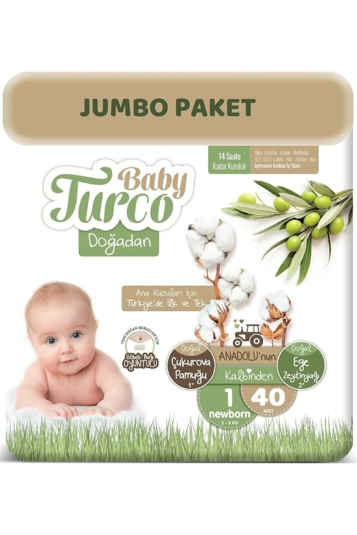 پوشک بچه سایز: 1 2 5 کیلوگرم نوزاد 40 تکه با کراوات ناف جامبو اورجینال Baby Turco