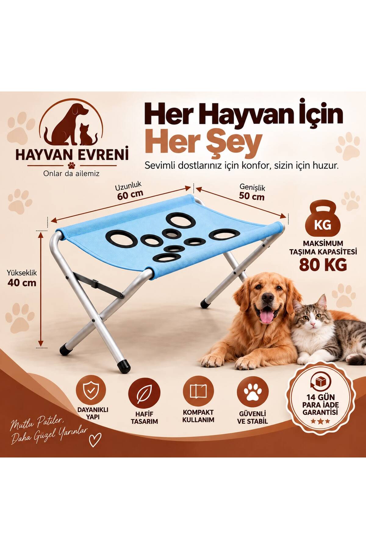 میز مراقبت حیوانات خانگی هایوان اورنی Hayvan Evreni مدل T5GG، آبی