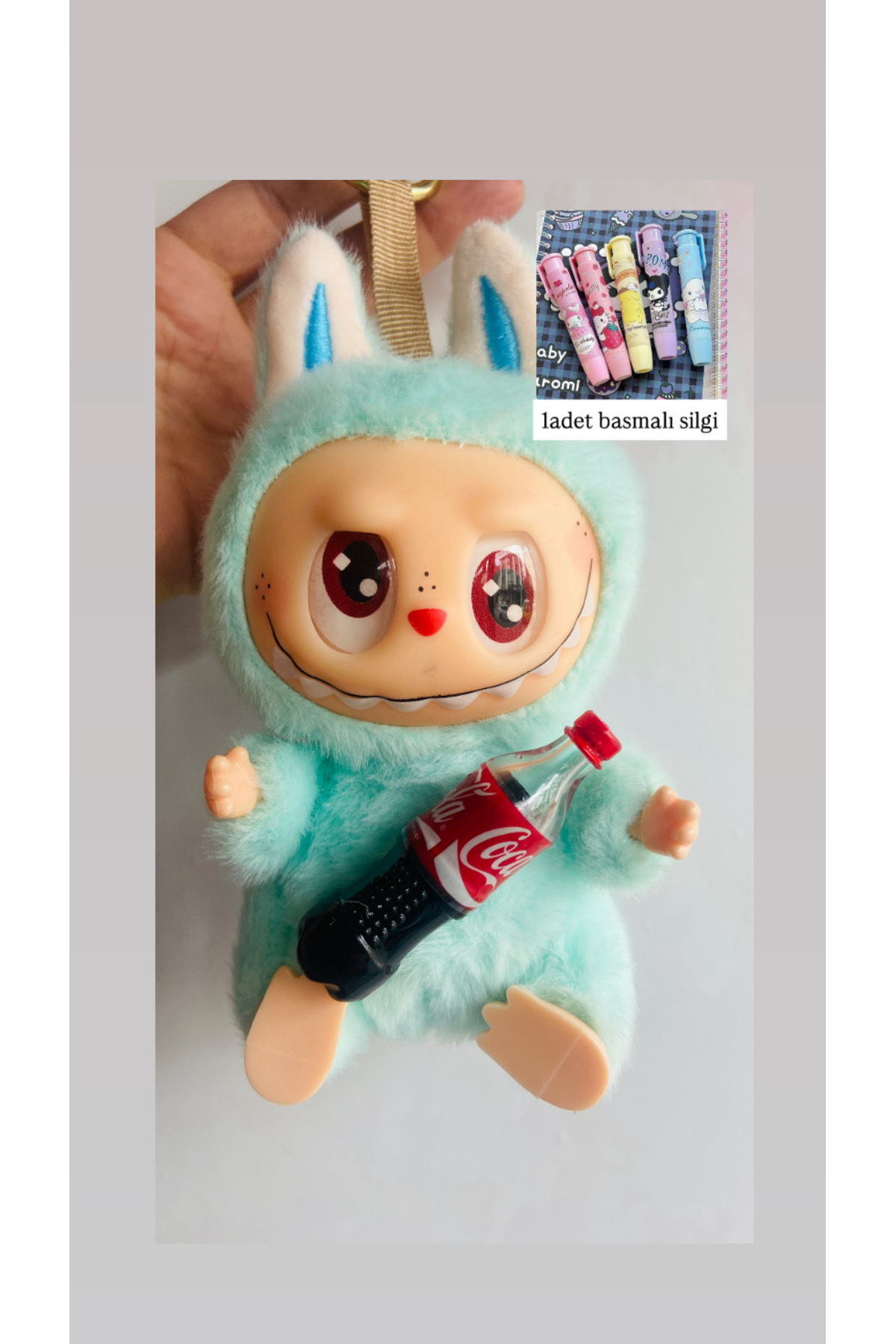 اسباب بازی های پشمی تزیین کیف جاکلیدی اسباب‌بازی مخمل‌دار LABUBU COCA COLA SERIES POPMART FIGURE 1PECE PUSH ERASER synshop
