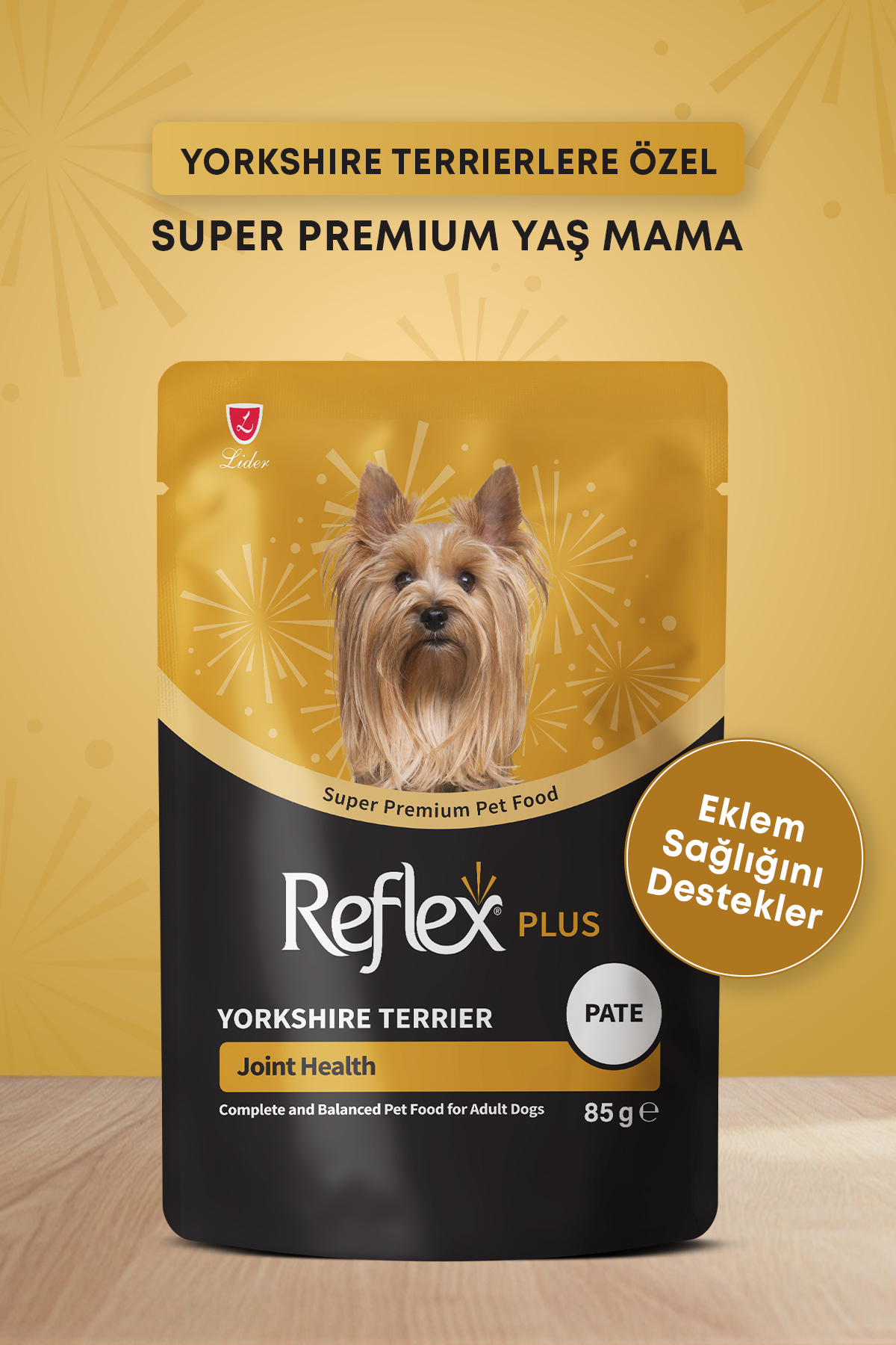 غذای مرطوب سگ بالغ یورکشایر تریر رفلکس Reflex Plus، ۸۵ گرم