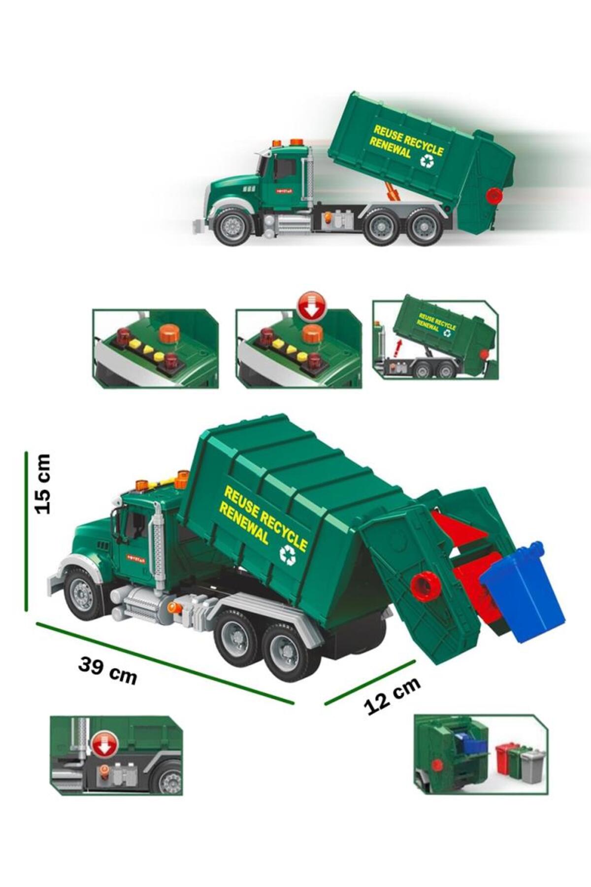 ماشین اسباب بازی کامیون زباله نوع آمریکایی با باتری نور و صدا Tıfıl Toys
