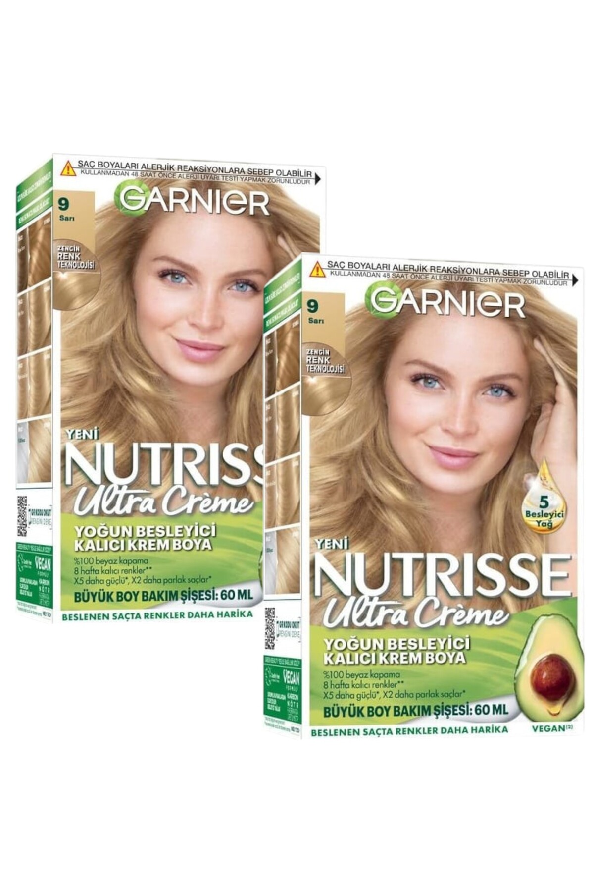 رنگ مو مردانه و زنانه NUTRISSE فشرده تغذیه ای دائمی 9 زرد 2 قطعه Garnier