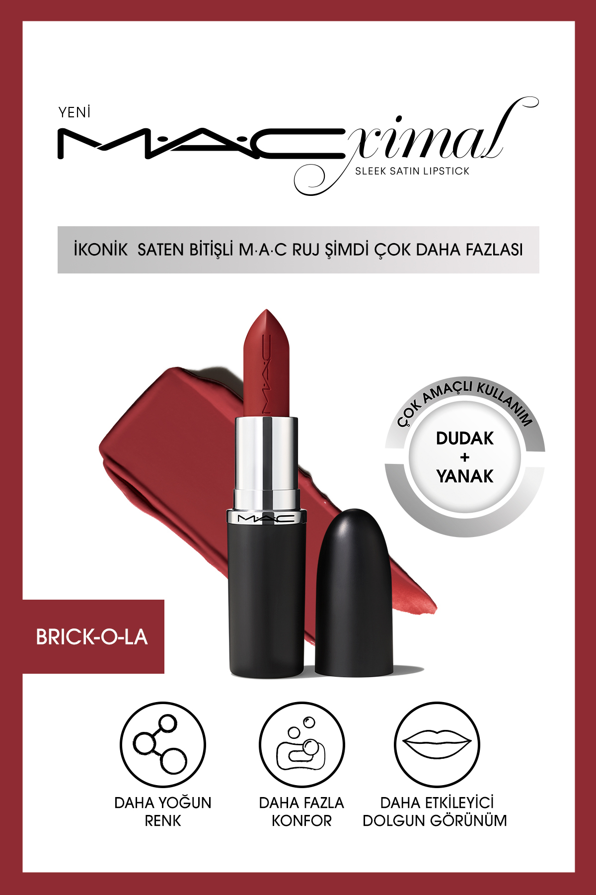 رژ لب ساتن براق MACXIMAL – بدون زمان O LA 3.5GM اورجینال Mac