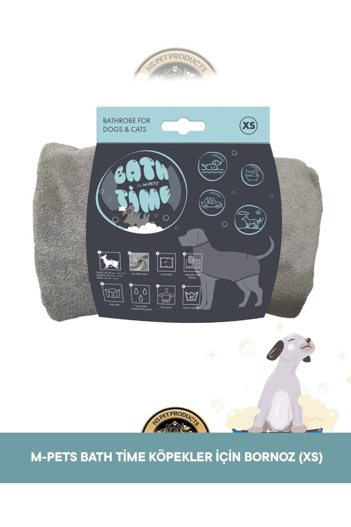 حوله‌تن‌پوش حمام سگ ام‌پتس M-PETS مدل Bath Time، خاکستری، کد BS0022