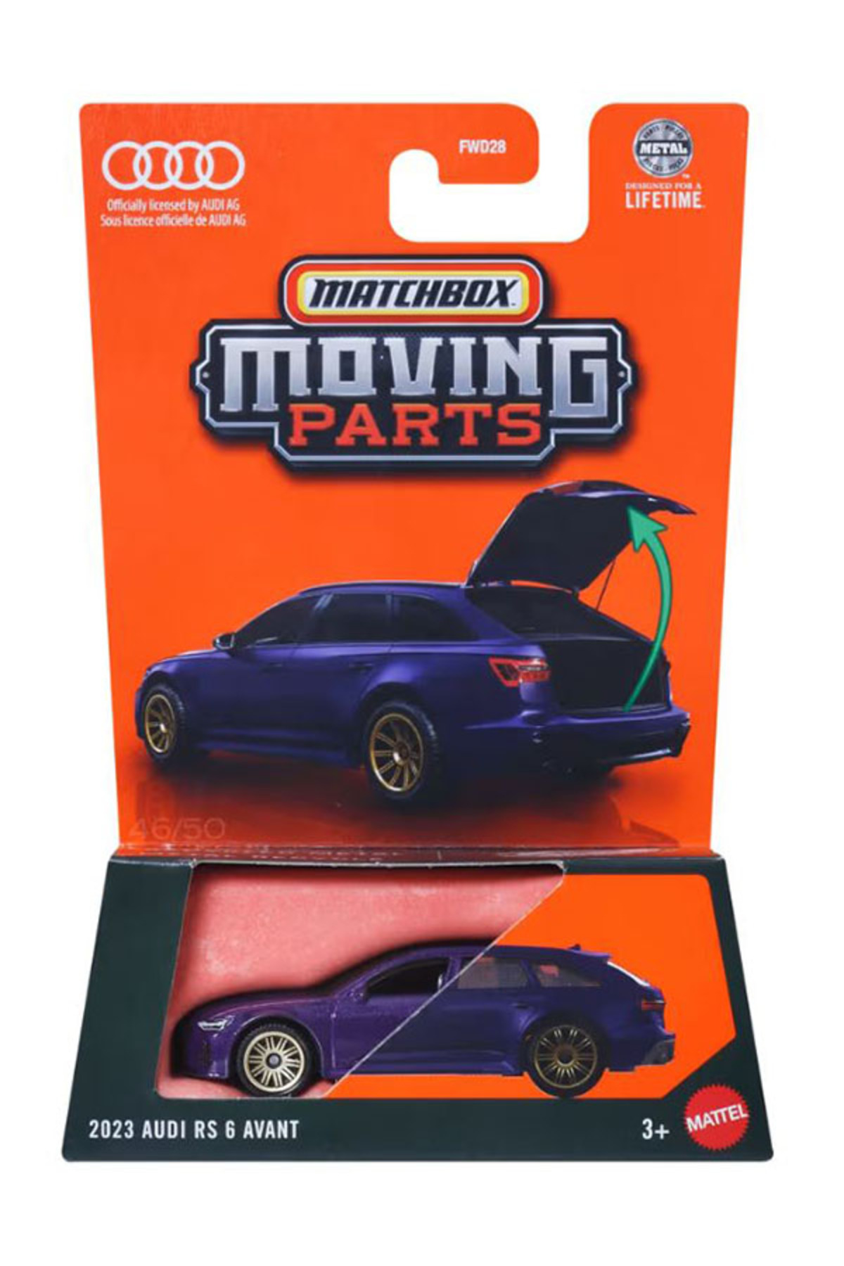 ماشین اسباب بازی قطعات متحرک جعبه کبریت آئودی RS 6 آوانت 2023 بنفش 1 64 از ترکیه HOT WHEELS