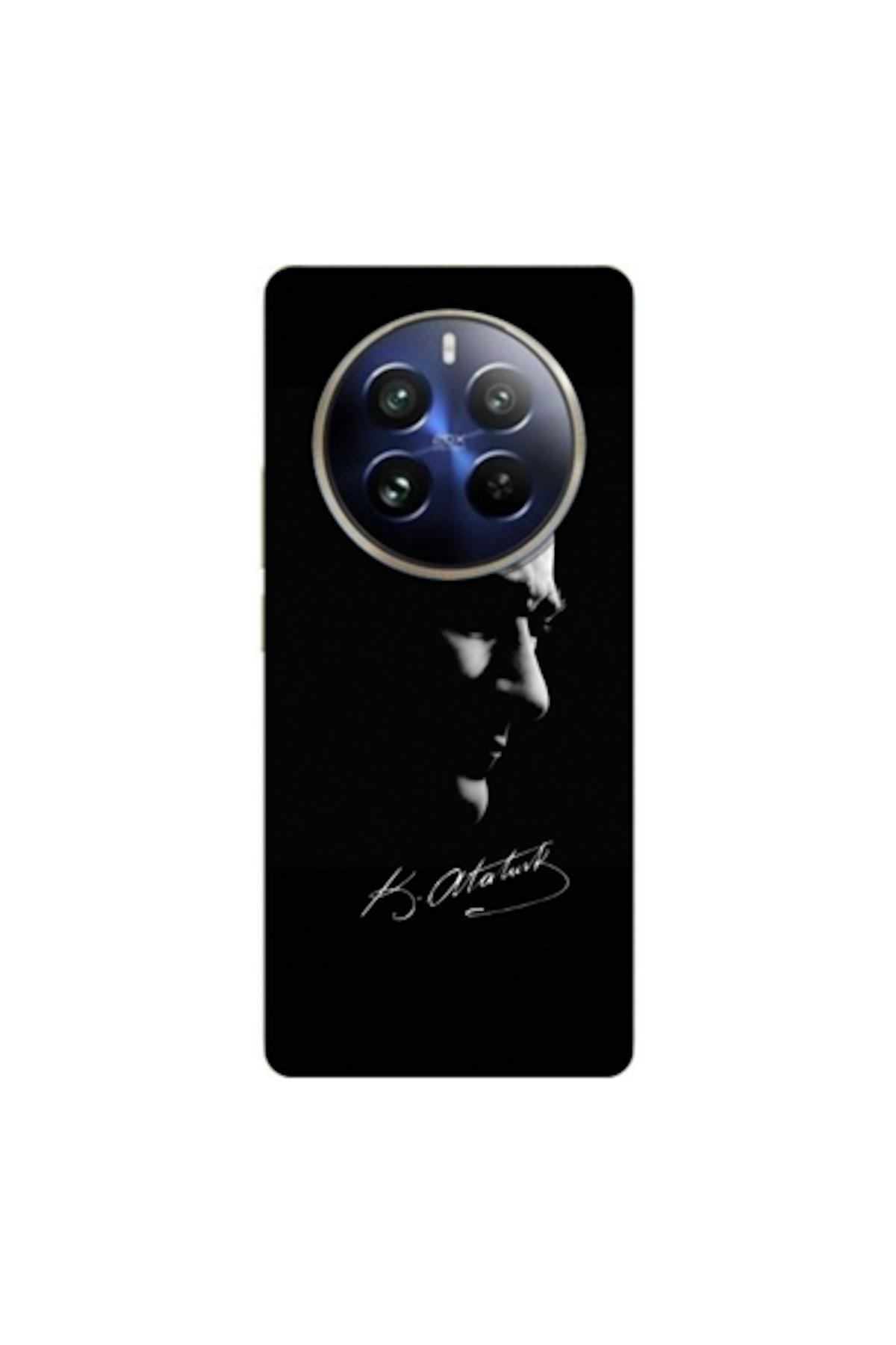 کاور و قاب کیس سازگار با REALME 12 4G سیلیکونی مشکی مصطفی کمال آتاتورک طرح دار اورجینال Zebana