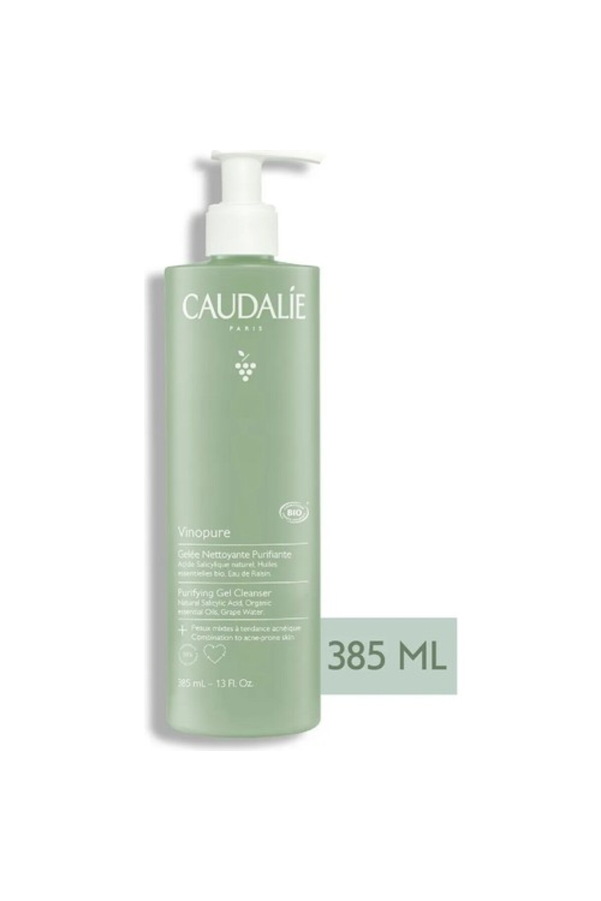 محصولات بهداشتی پرنده پاک کننده ژل تصفیه وینوپور 385 میل تمیز آکنه Caudalie