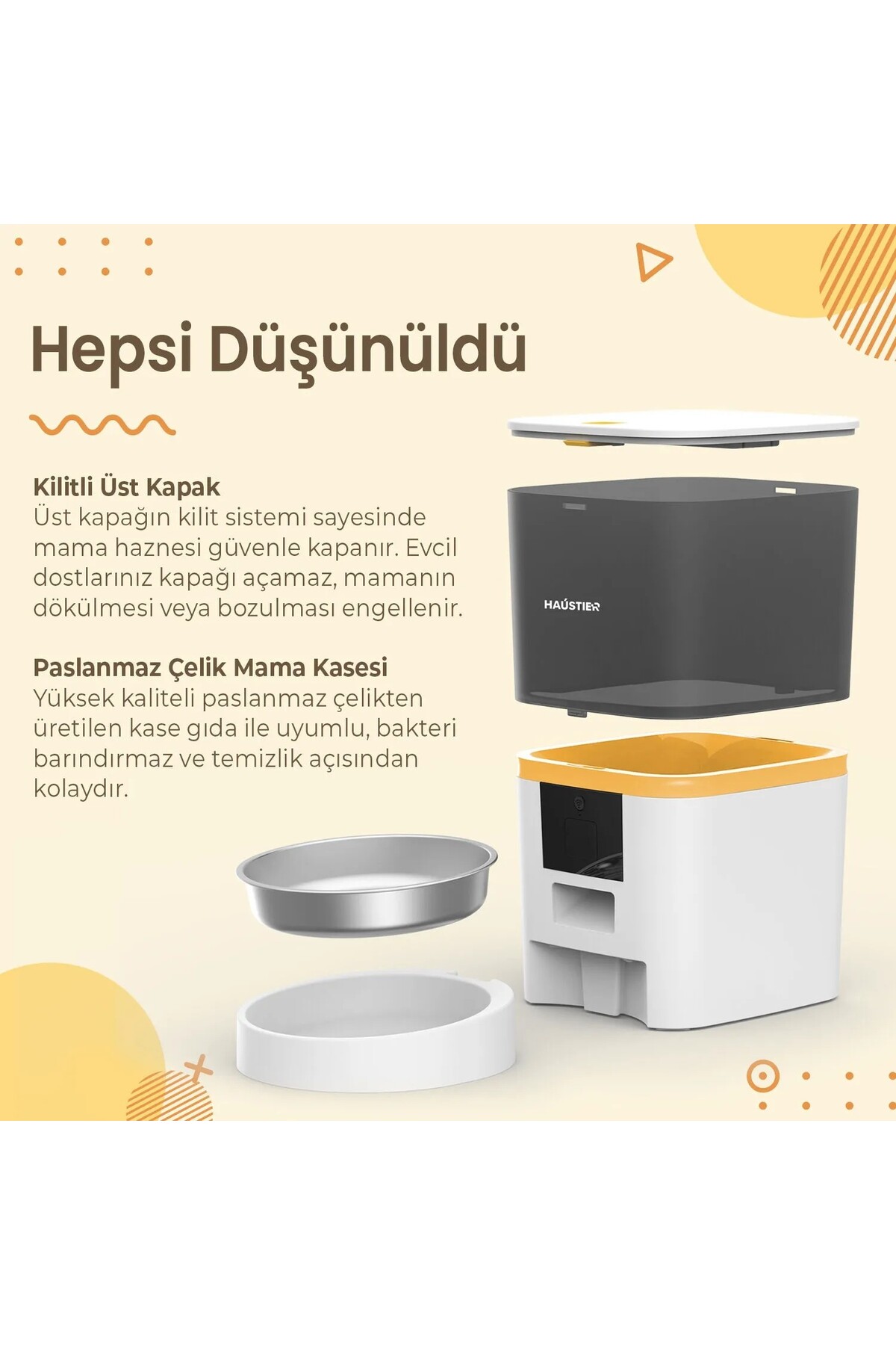 ست توالت خودکار هوشمند دوربین‌دار و ظرف غذای گربه هاوستایر Haustier، CB002، QQ003، WF009LS، مدل HST-SET98