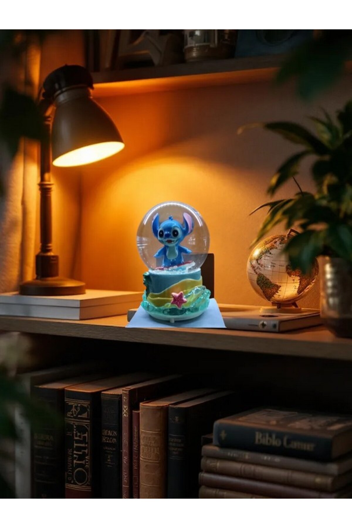 گوی برفی روشنایی 10CM 8CM رنگ ​​آبی پایه زرد STITCH SNOW GLOBE از ترکیه Online