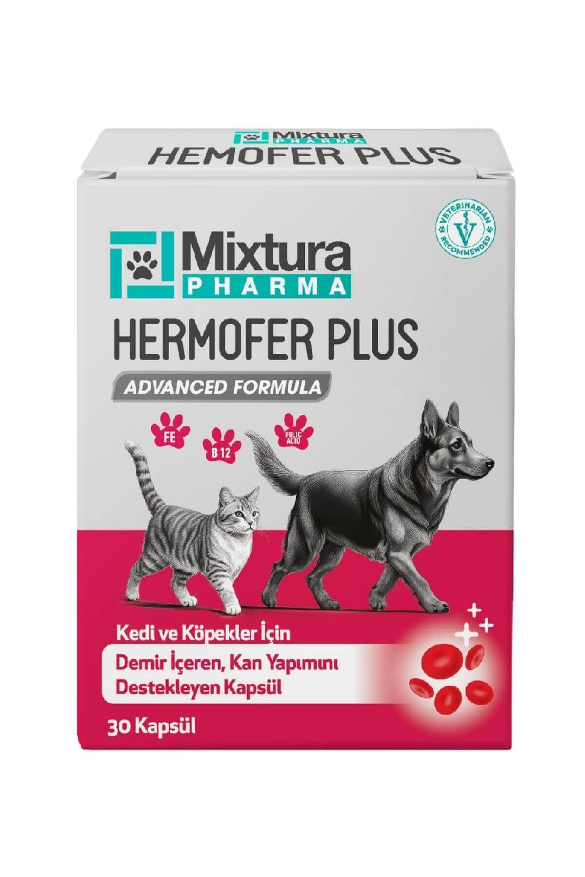 قرص ویتامین خون و آهن گربه و سگ میکسچورا فارما Mixtura Pharma Hemofer Forte مدل MT6000