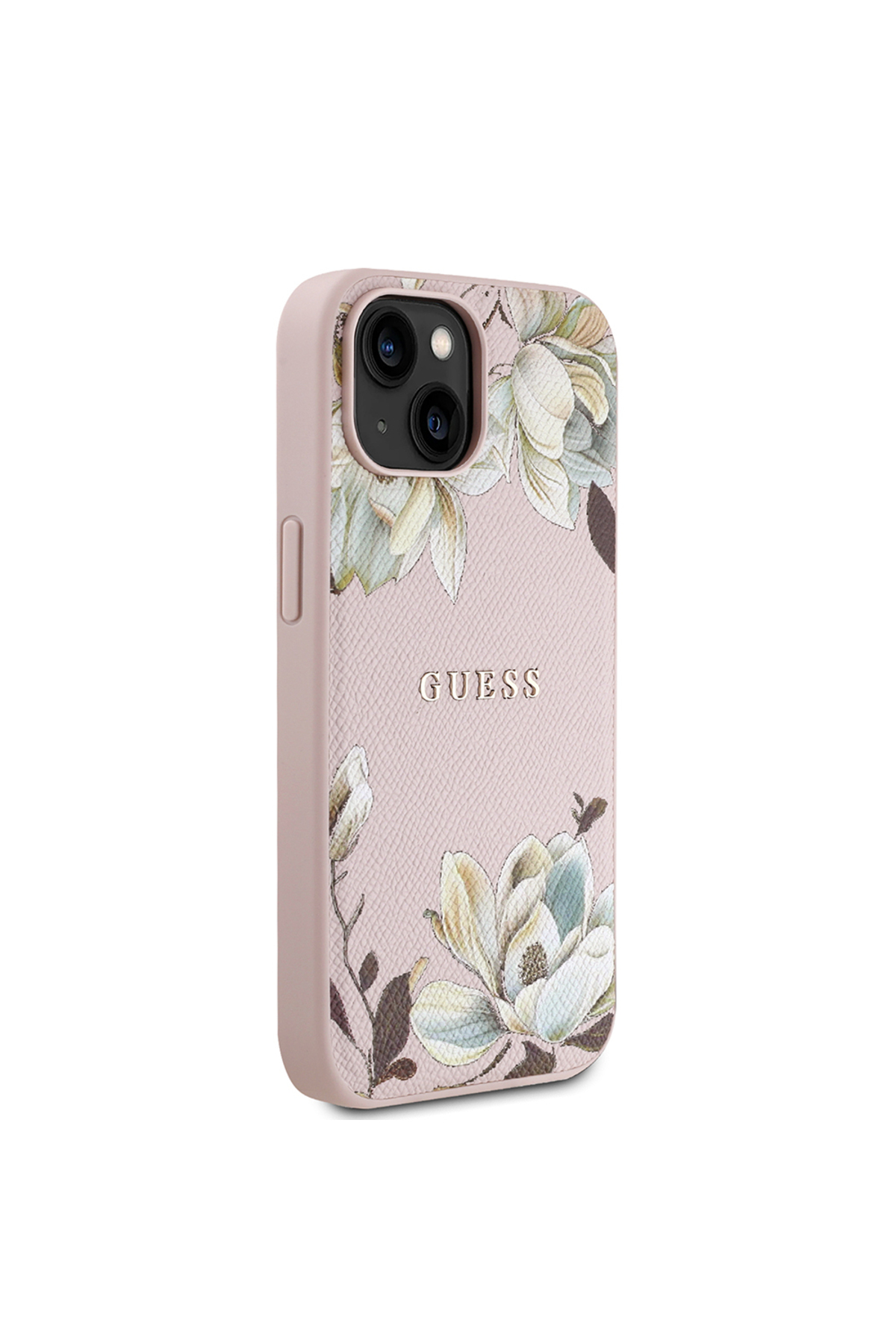 کاور و قاب جلد لوگوی متنی فلزی طرح گل ویژه دارای مجوز M SAFE GUESS COMPATIBLE IPHONE 15 اورجینال Guess