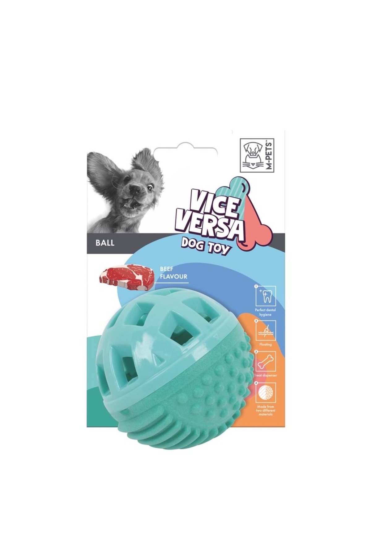 توپ اسباب‌بازی سگ با طعم گوشت Vıce Versa Ball ام‌پتس M-PETS سبز