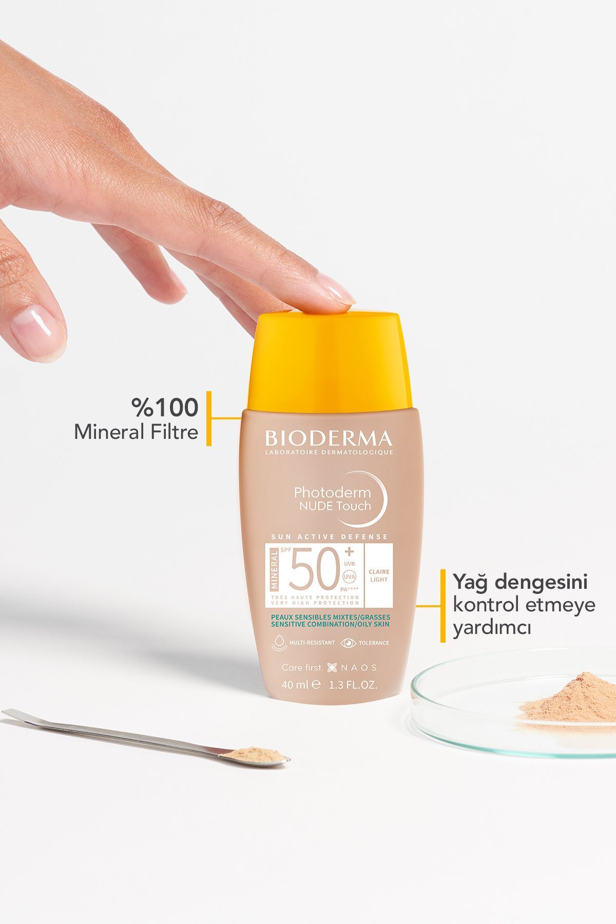 کرم ضد آفتاب رنگ بژ روشن مدل Photoderm با SPF+50 با حجم 40 میل بایودرما Bioderma