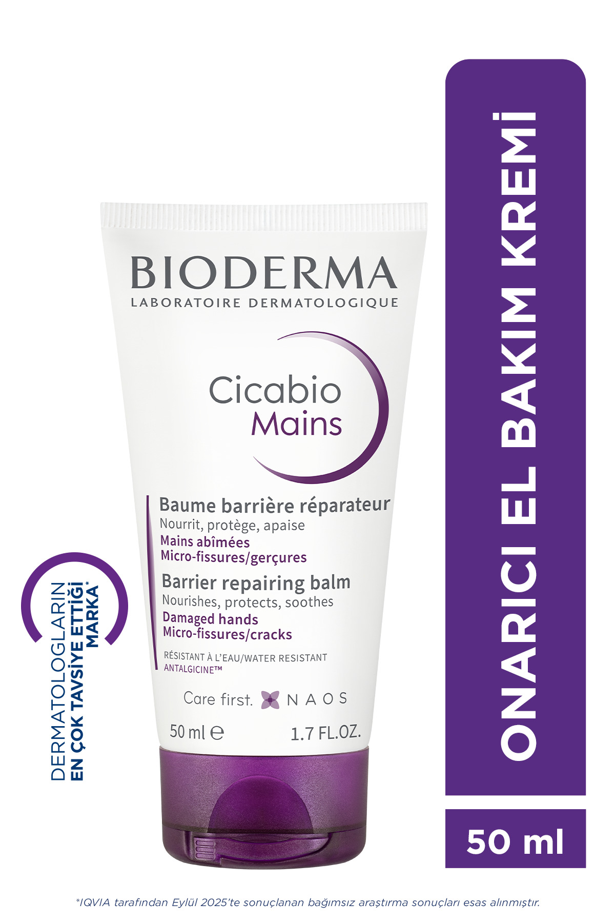 کرم دست CICABIO های آسیب دیده برای تعمیر دستان نگهداری حاوی روغن SHEA 50 میل Bioderma