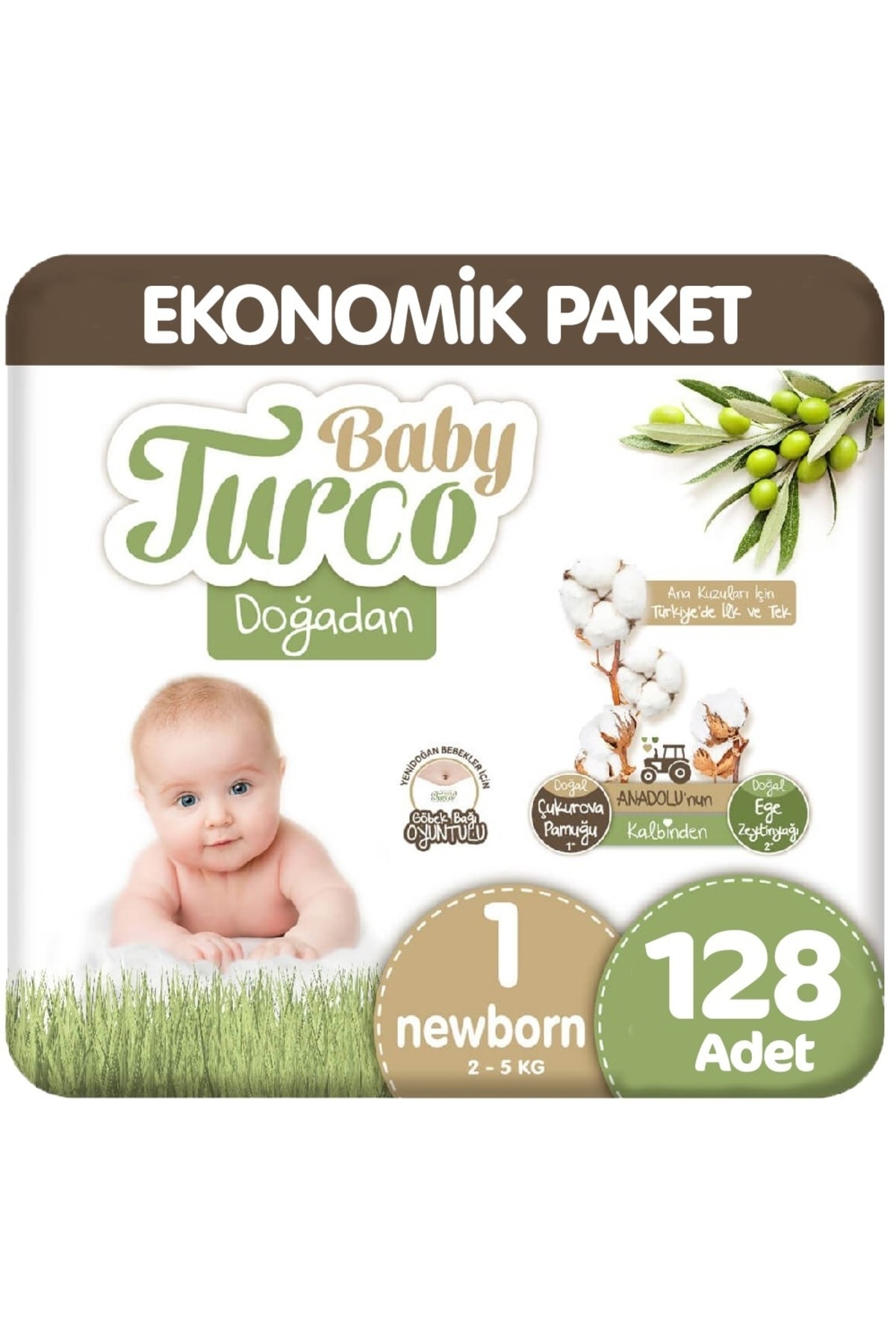 پوشک بچه دوغادان سایز 1 اقتصادی 64X2 128 عدد اورجینال Baby Turco