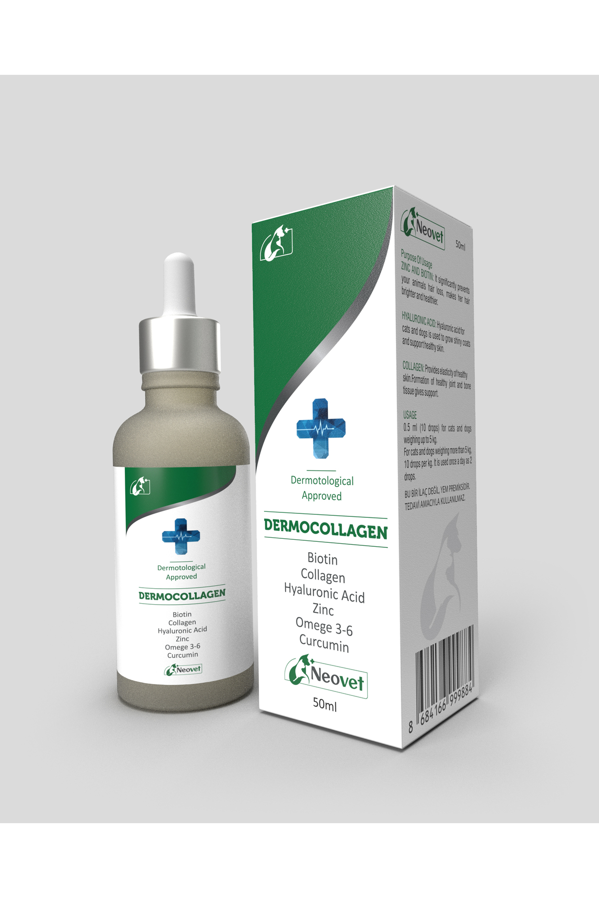قطره حاوی کلاژن برای سلامت پوست و موی گربه و سگ نئووت Neovet DERMO COLLEGEN