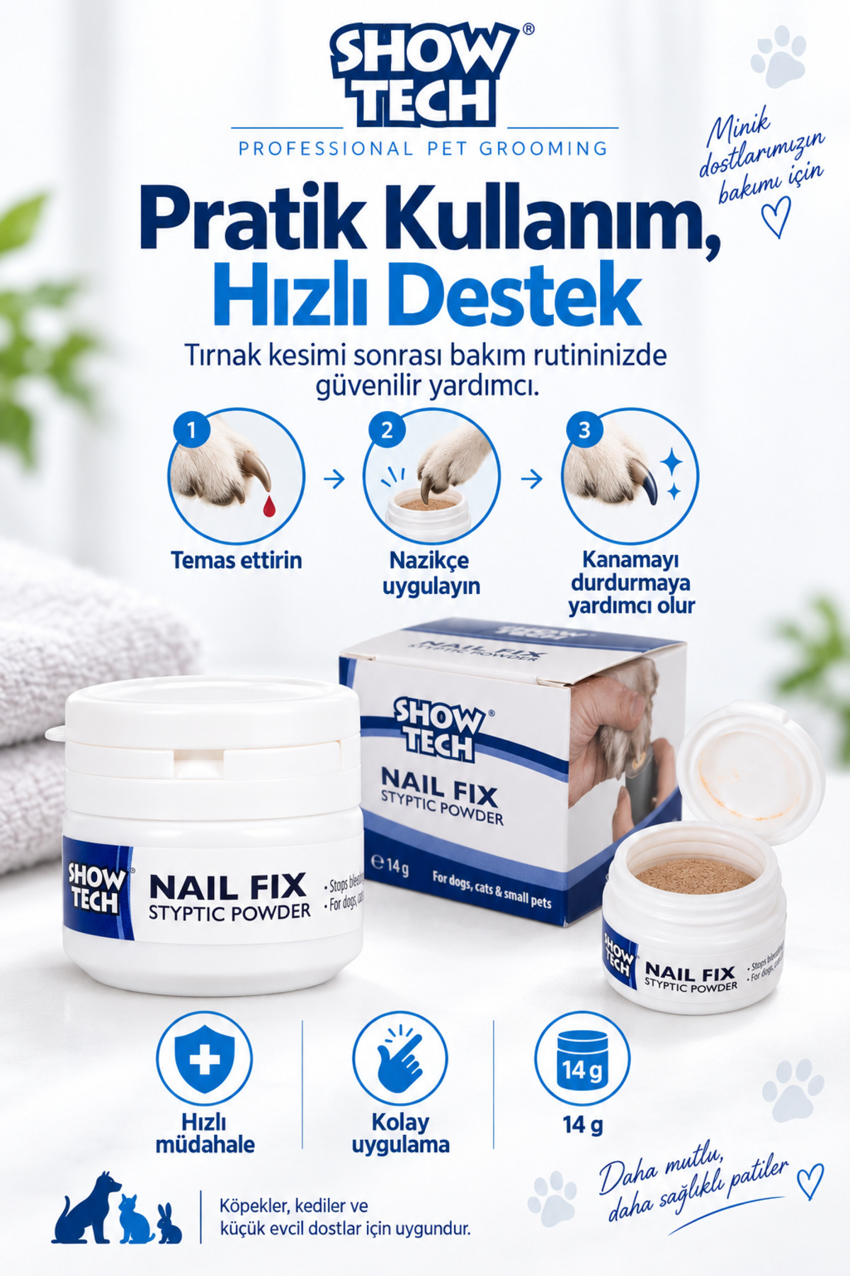 پودر بندآورنده خونریزی ناخن گربه و سگ شوتک Showtech، ۱۴ گرم، مدل PG1361