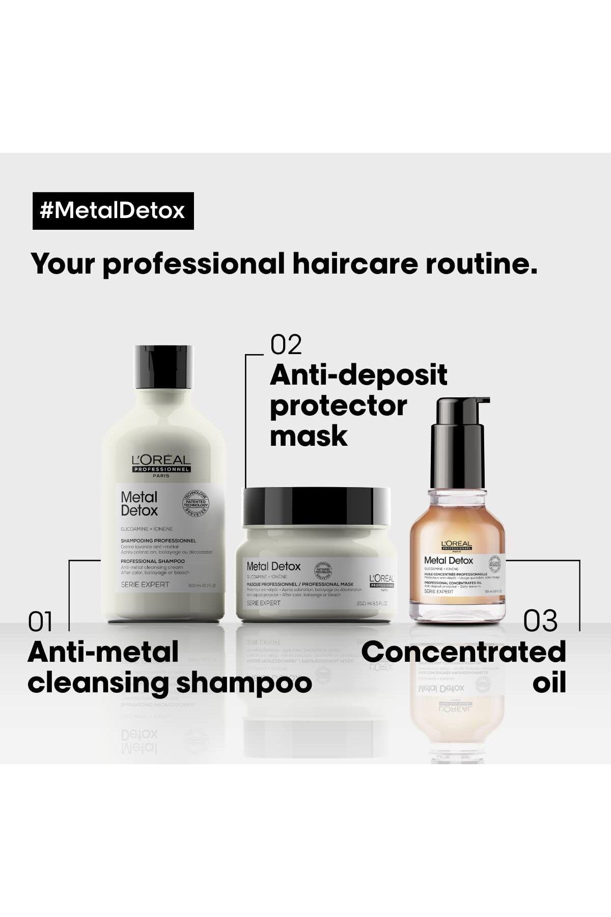 شامپو مردانه و زنانه نوسازی کننده سم زدایی فلزی تقویت انواع موهای فرسوده 3 MASK &amp; سرم GEM1 L'oreal Professionnel