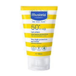 لوسیون ضدآفتاب صورت و بدن موستلا Mustela SPF 50+، مناسب از بدو تولد، ۱۰۰ میلی‌لیتر