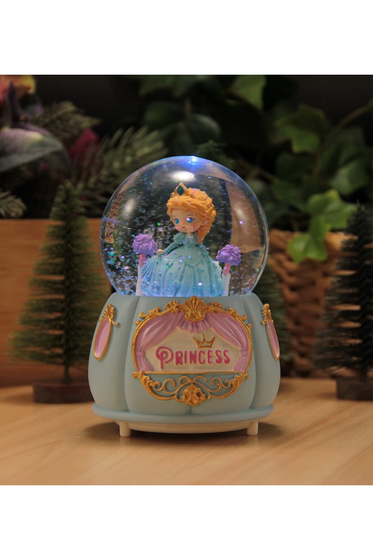 گوی برفی PRINCESS LIGHTED AND MUSICAL SNOW GLOBE سایز بزرگ B از ترکیه HEDİYEBİZİZ