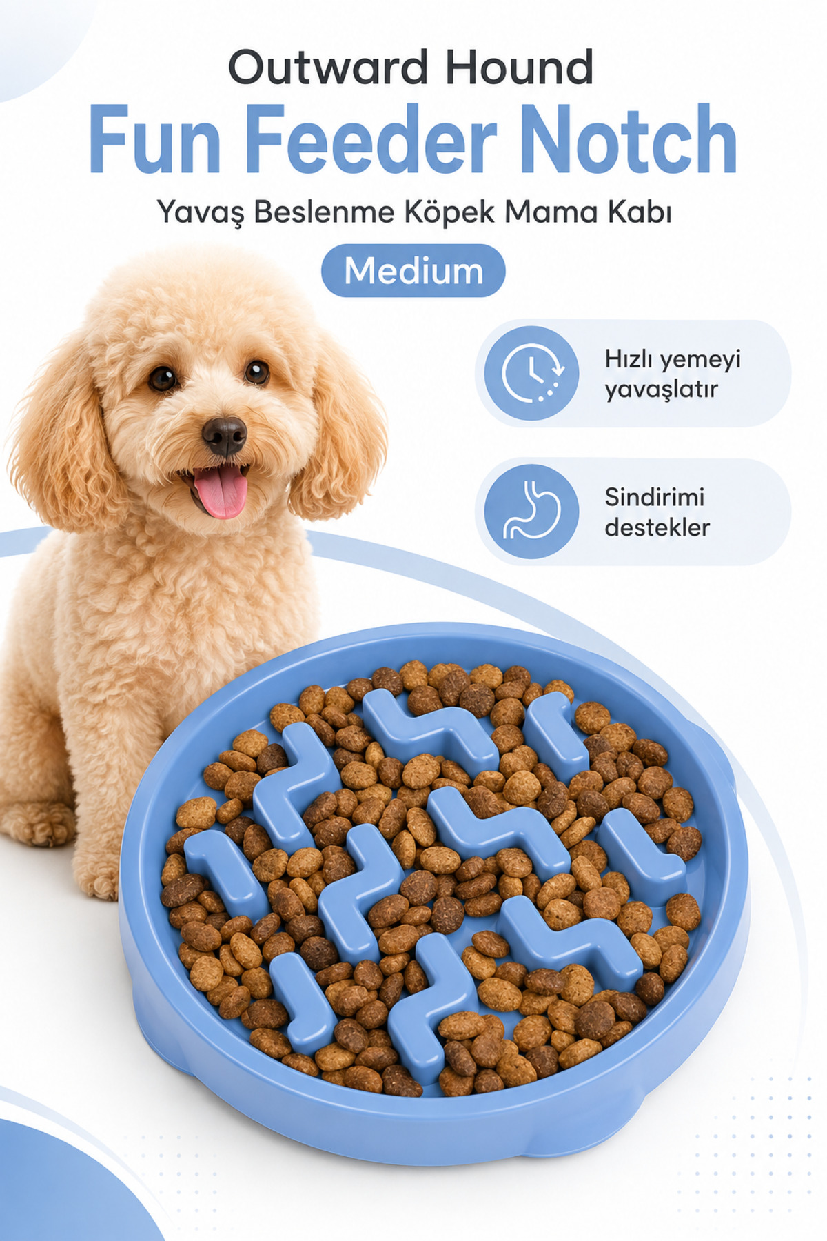 ظرف غذای آهسته‌خور سگ اوت‌وارد هاوند Outward Hound Fun Feeder Notch، مدل PG1866، متوسط، آبی