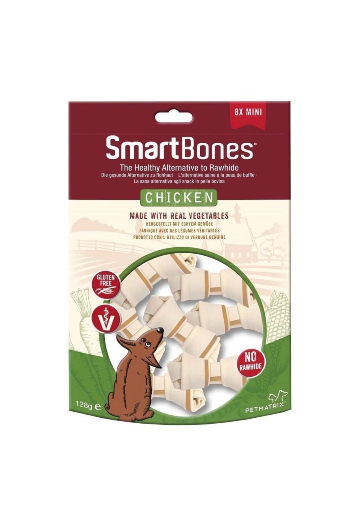 تشویقی سگ مینی با طعم مرغ ۱۸ عددی، ۱۲۸ گرم اسمارت‌بونز SmartBones