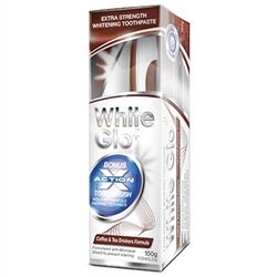 خمیردندان سفیدکننده لکه‌های چای و قهوه وایت گلو White Glo، ۱۰۰ میلی‌لیتر با مسواک و تمیزکننده دندان