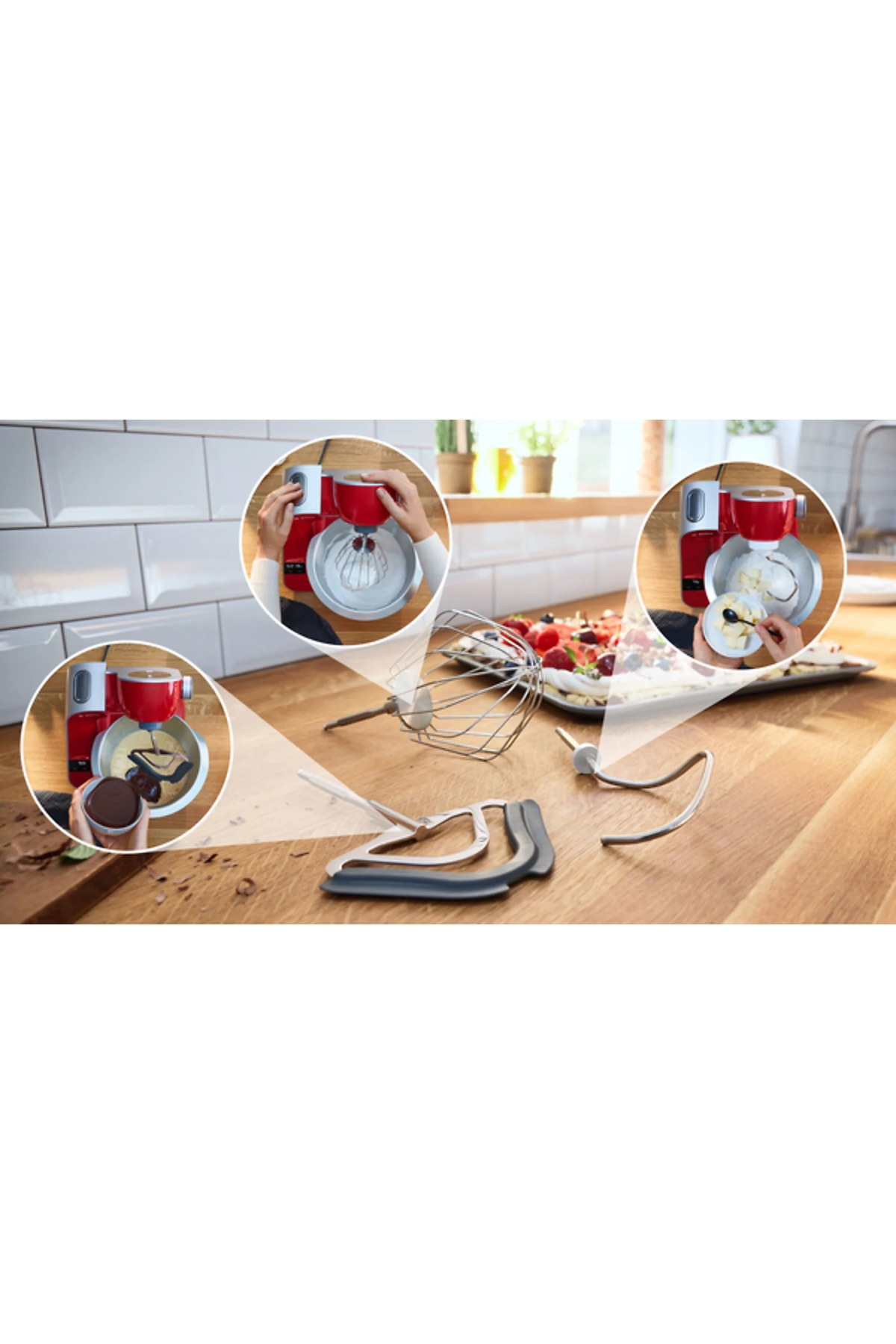 میکسر و ست ماشین آشپزخانه چند منظوره یکپارچه MUM5 با اتصال مخلوط کن خردکن صاف اورجینال Bosch
