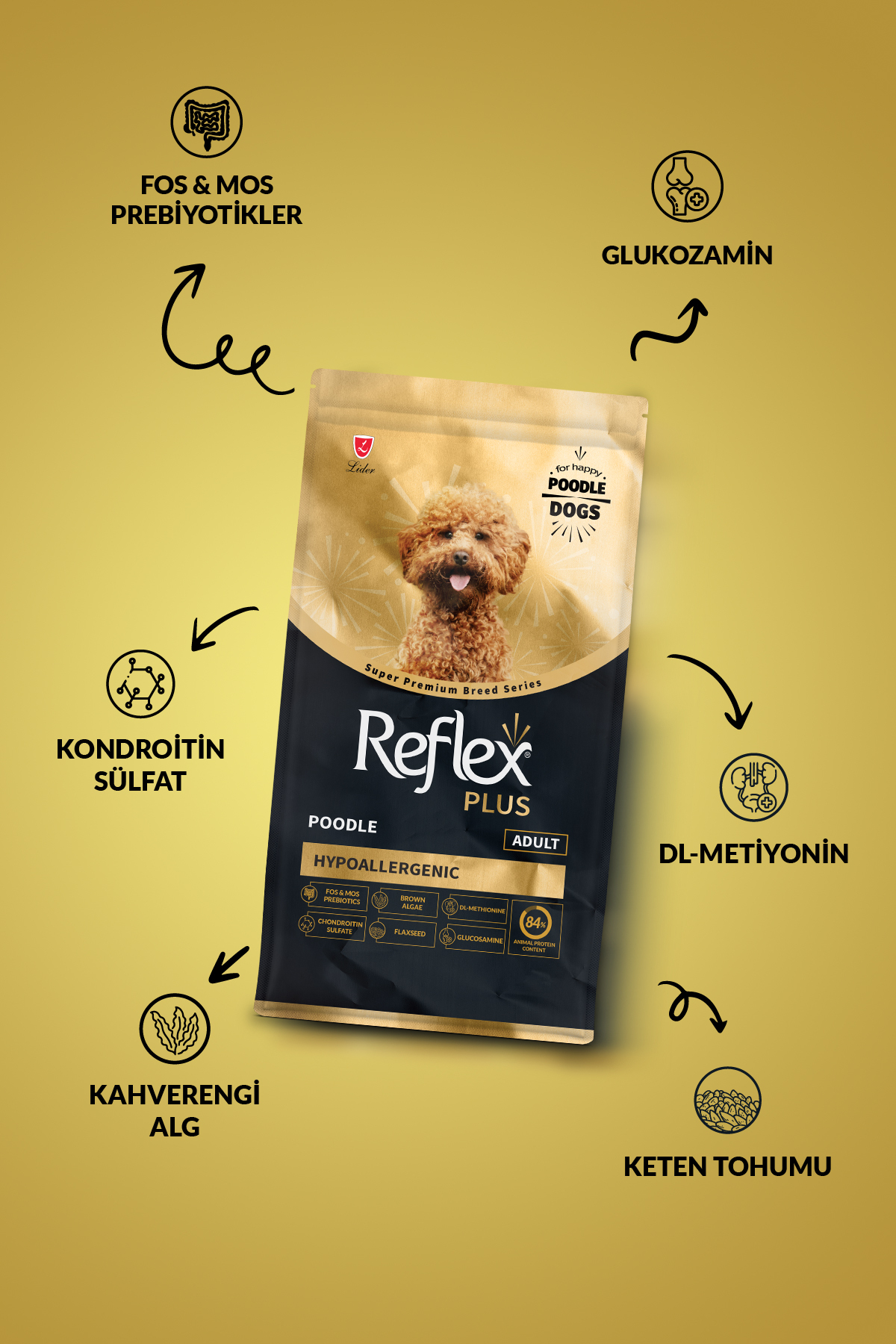 غذای خشک سگ بالغ پودل رفلکس Reflex Plus، ۸ کیلوگرم