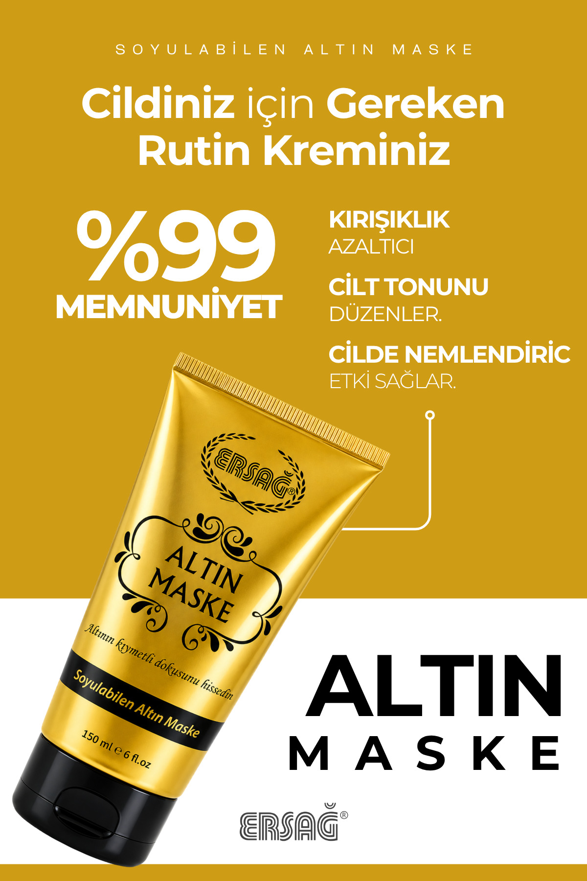 ماسک صورت طلایی قابل شستشو 150 میلی لیتر Ersağ
