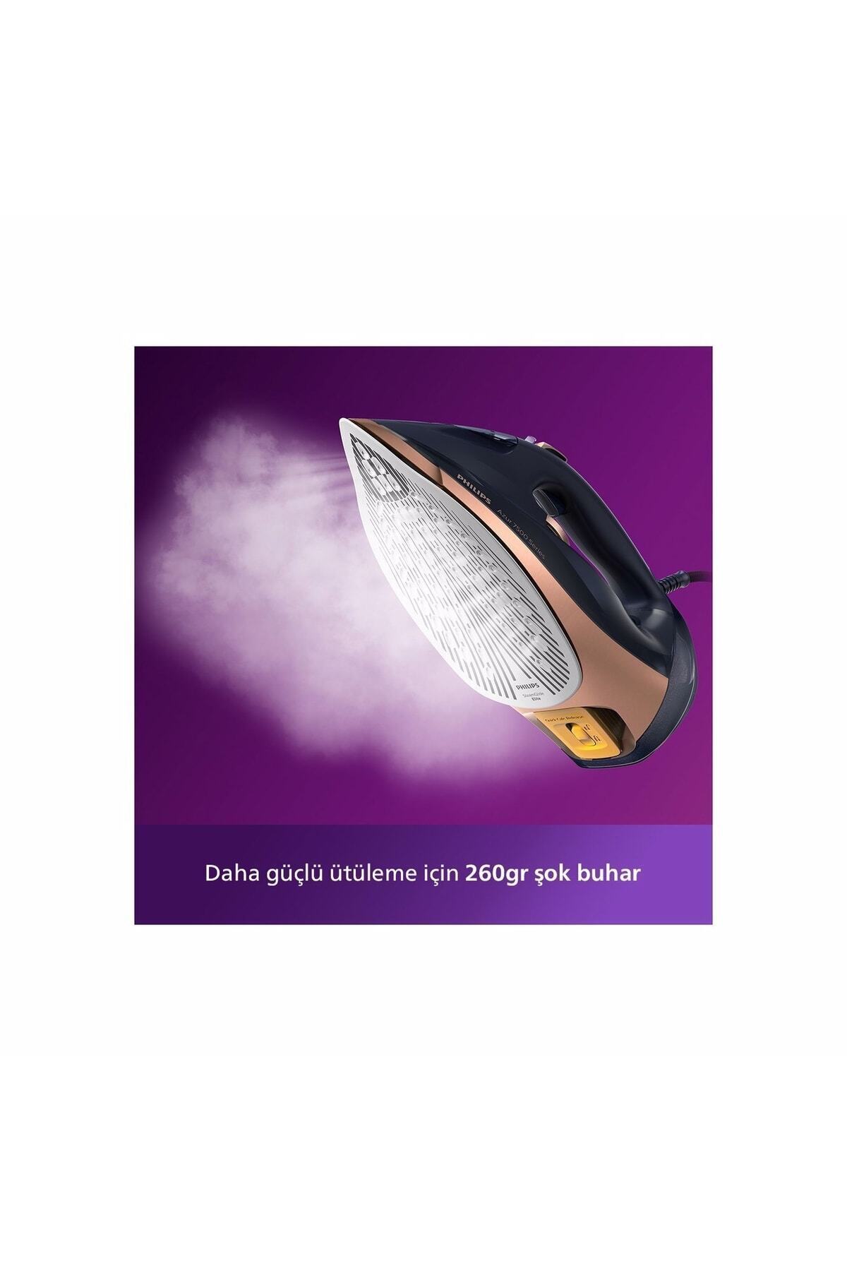 اتو بخار AZUR NEW 7500 STEAM IRON 300 ML 3200W طلای آبی تیره DST7510 80 اورجینال Philips