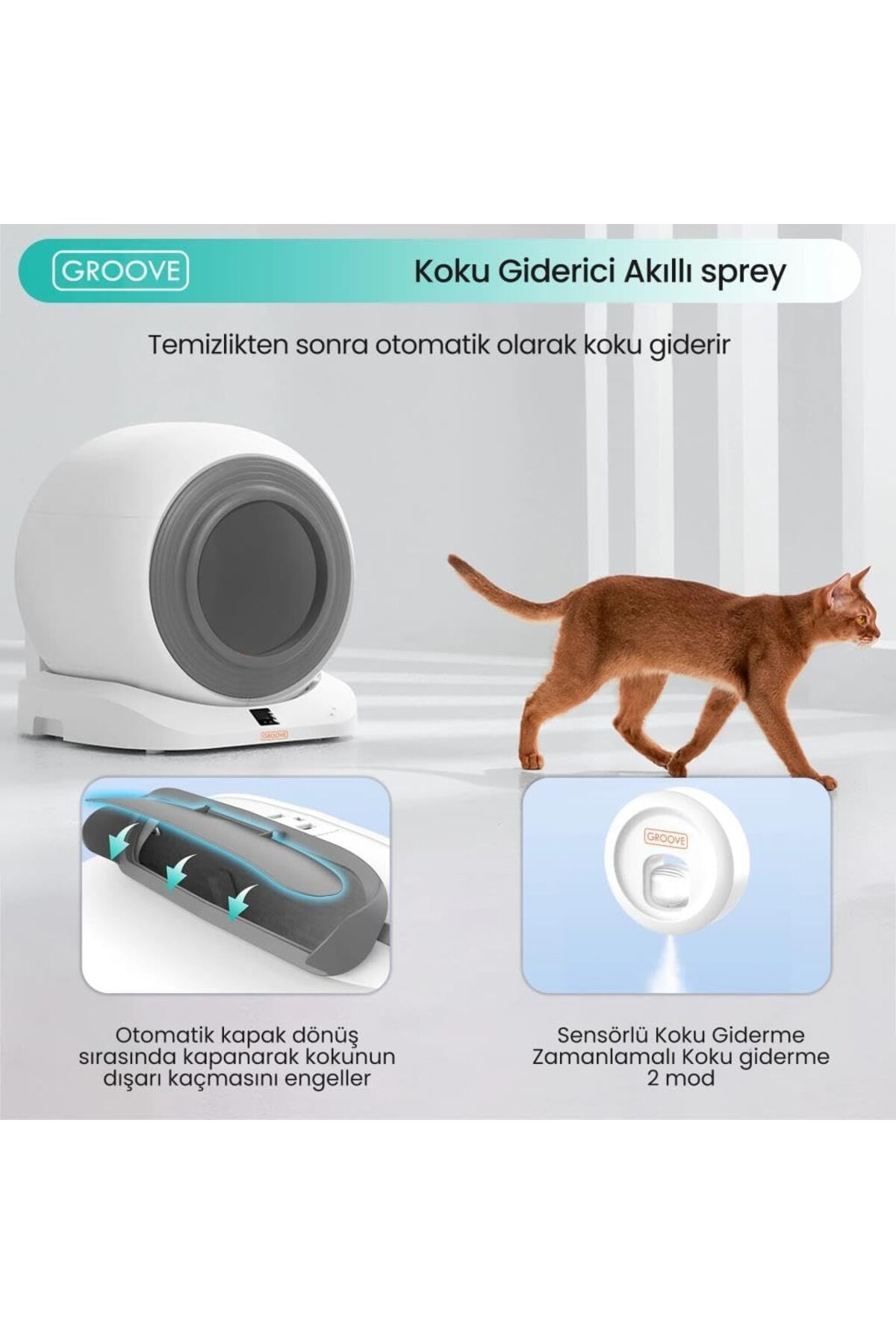 توالت هوشمند و خودکار گربه Q-Clean WiFi، خاکستری، نسخه جدید