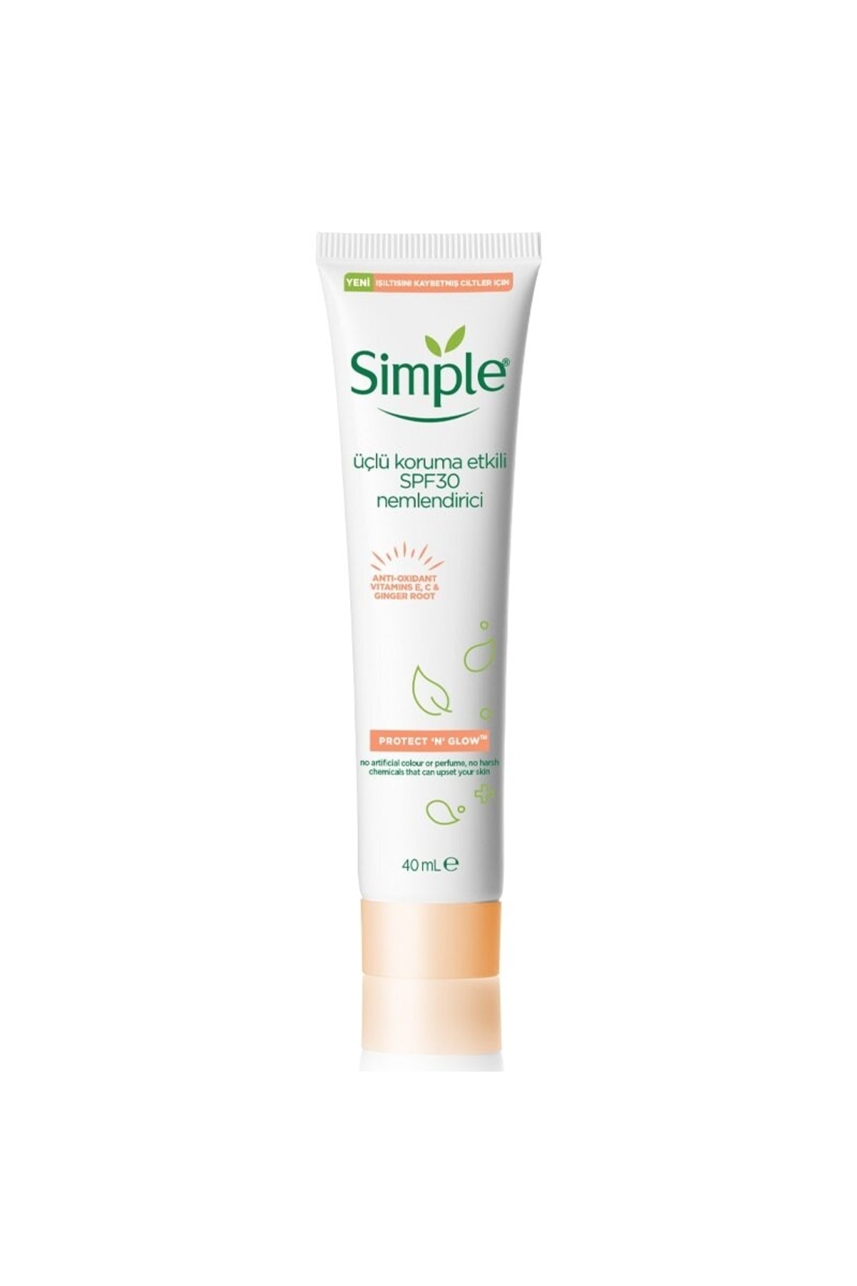 Simple مرطوب کننده موثر SPF30 محافظتی سه گانه پوست درخشان 40 میلی لیتر