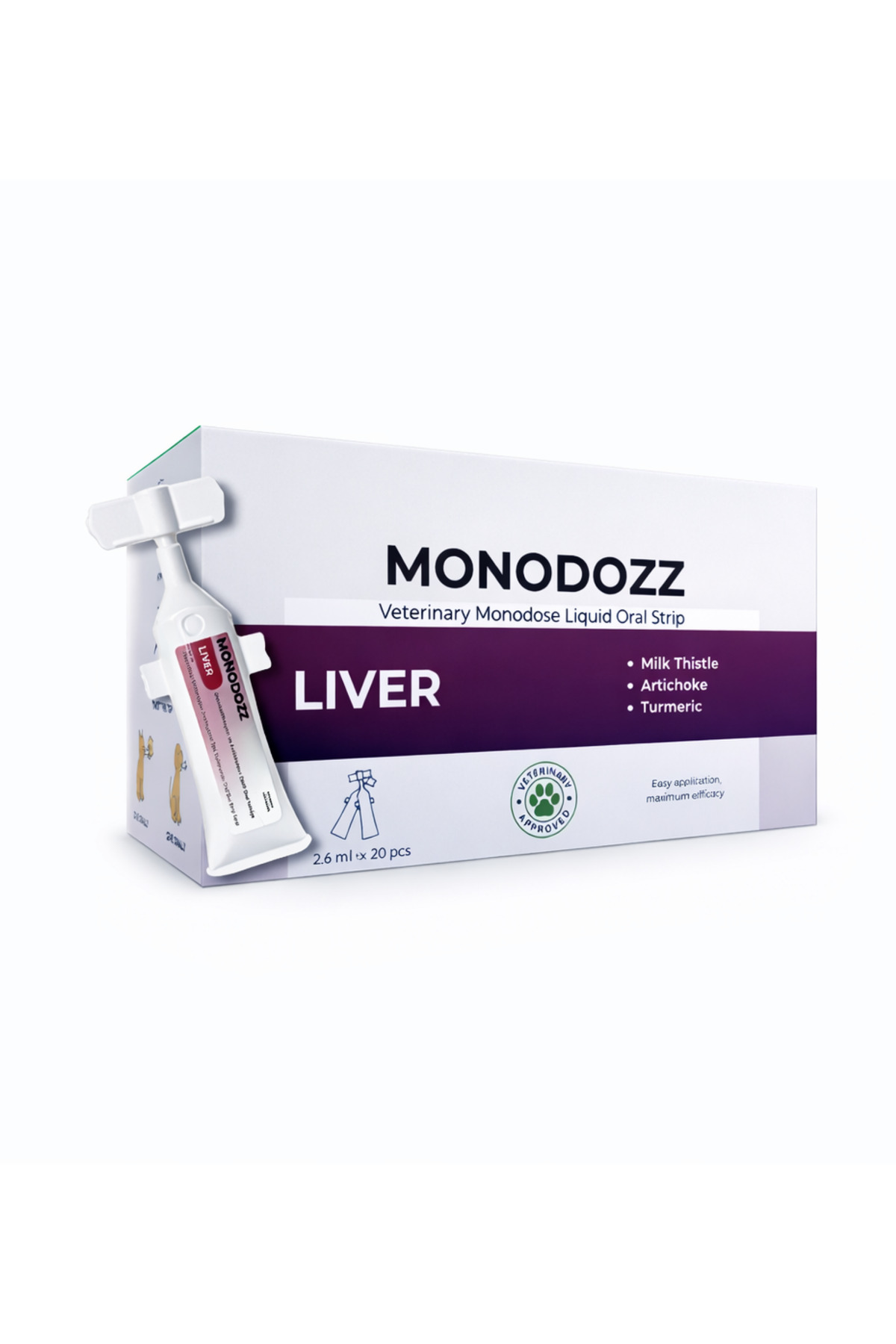 نوار خوراکی مایع حمایت از سلامت کبد گربه و سگ مونودوز MONODOZZ