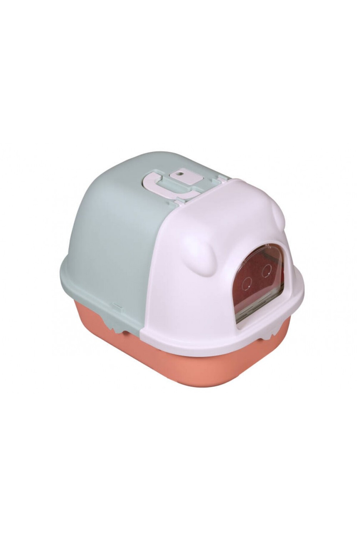 توالت سرپوشیده گربه پتس هوم PETS HOME مدل MSP-201، طرح گوش خرسی، درپوش شفاف، چندرنگ پاستلی، ۵۳×۴۱×۳۸ سانتی‌متر