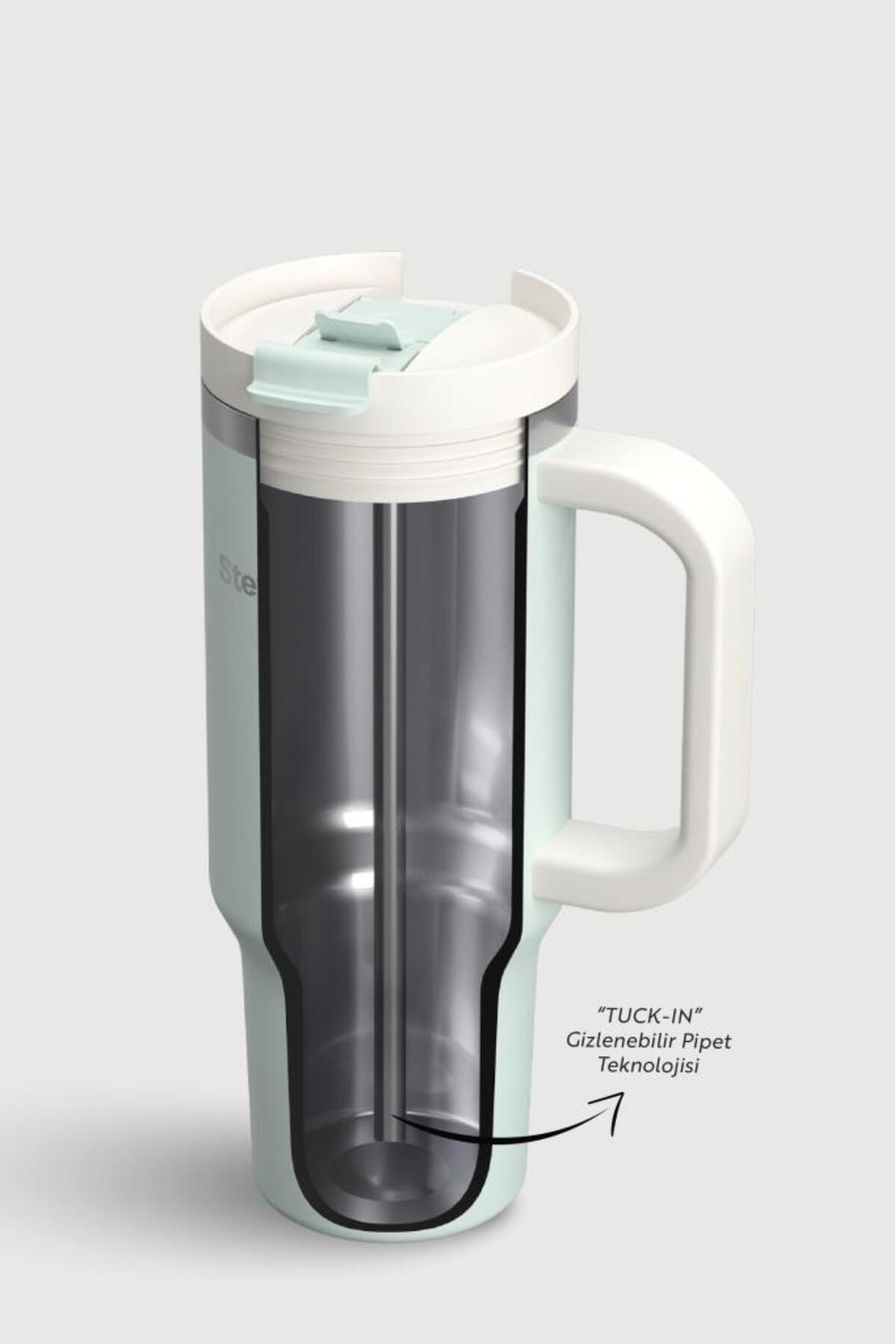فلاسک قمقمه فولادی ضد نشتی لیوان 2 MOODS SPROUT GREEN ST 240 900 ML اورجینال Stevig