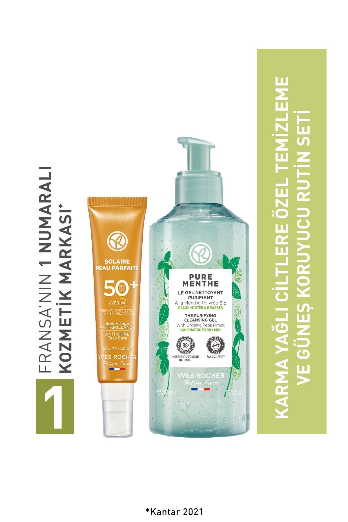 ست مراقبت پوست تمیز کردن ویژه برای روغن مخلوط و ضد آفتاب ROATY SET 99916733 Yves Rocher