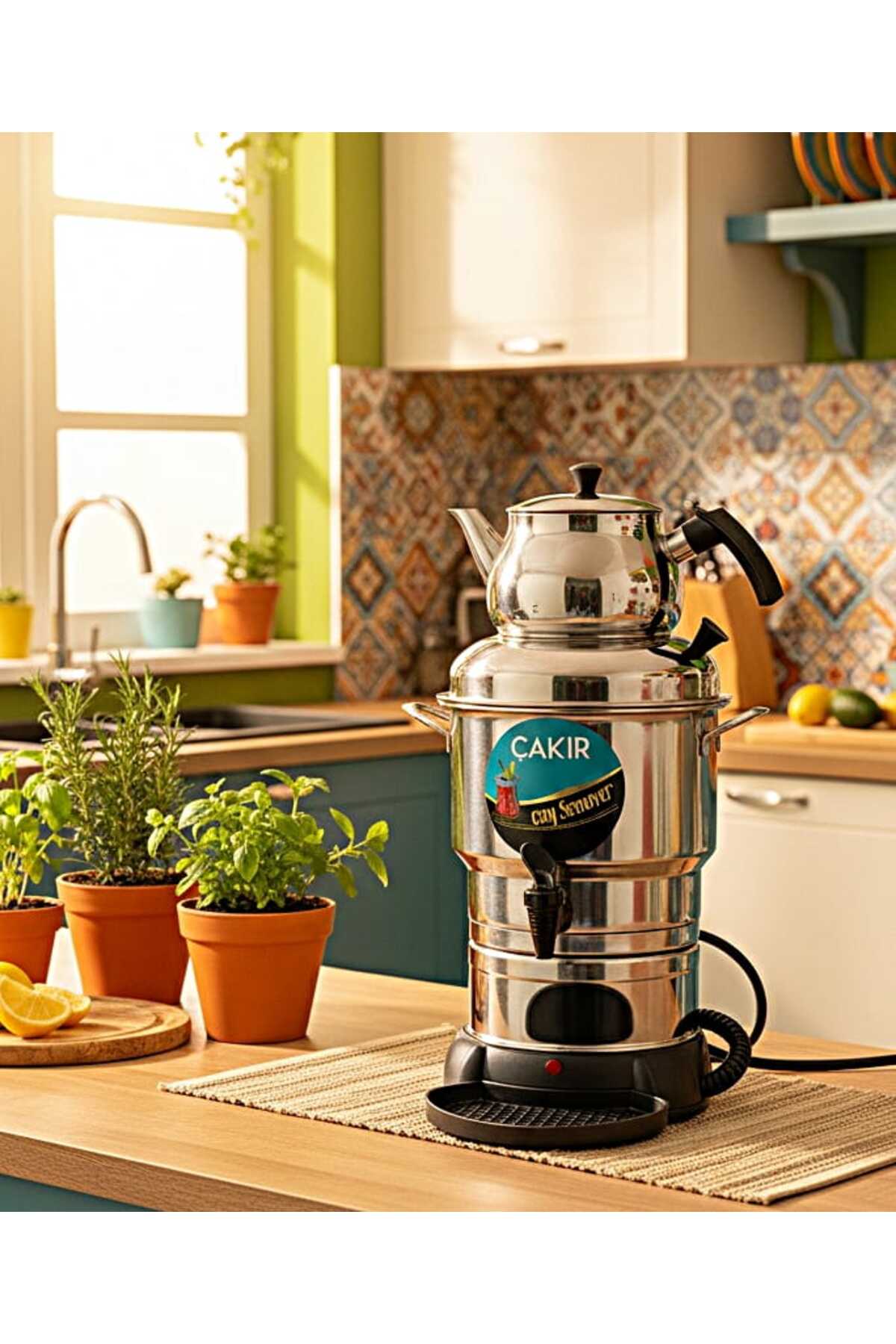 چای ساز سماور برقی 50 لیوان اورجینال çakır çelik