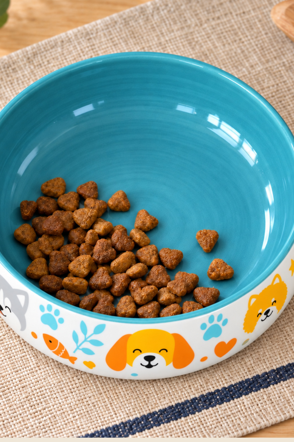ظرف غذای و آب گربه و سگ پاویچی Pawicci مدل Dekal-Tekli، چینی فیروزه‌ای ۶۰۰ میلی‌لیتری