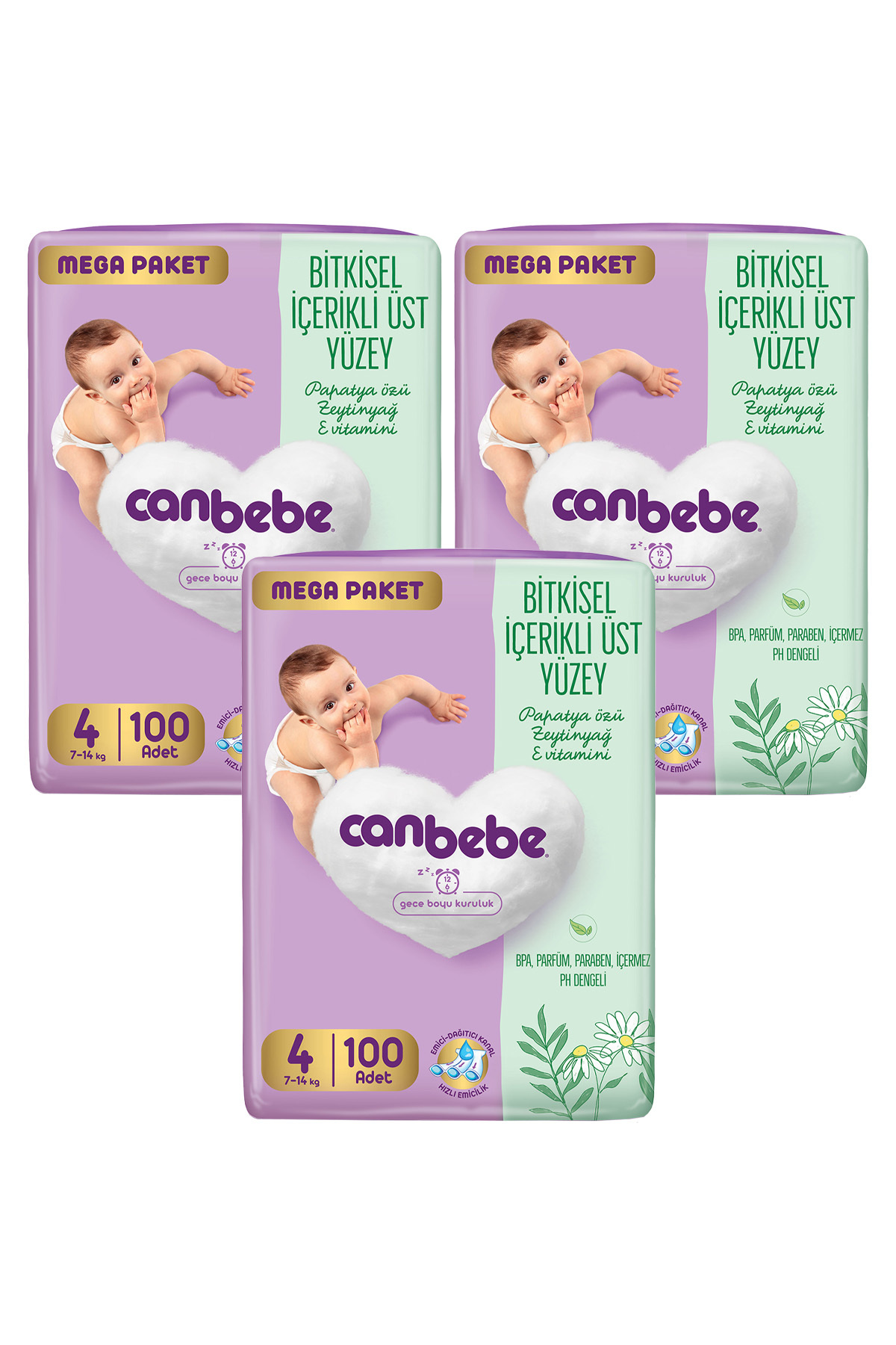 پوشک بچه مگا پک 4 سایز 7 14 کیلوگرم 100 عدد در 3 اورجینال Canbebe