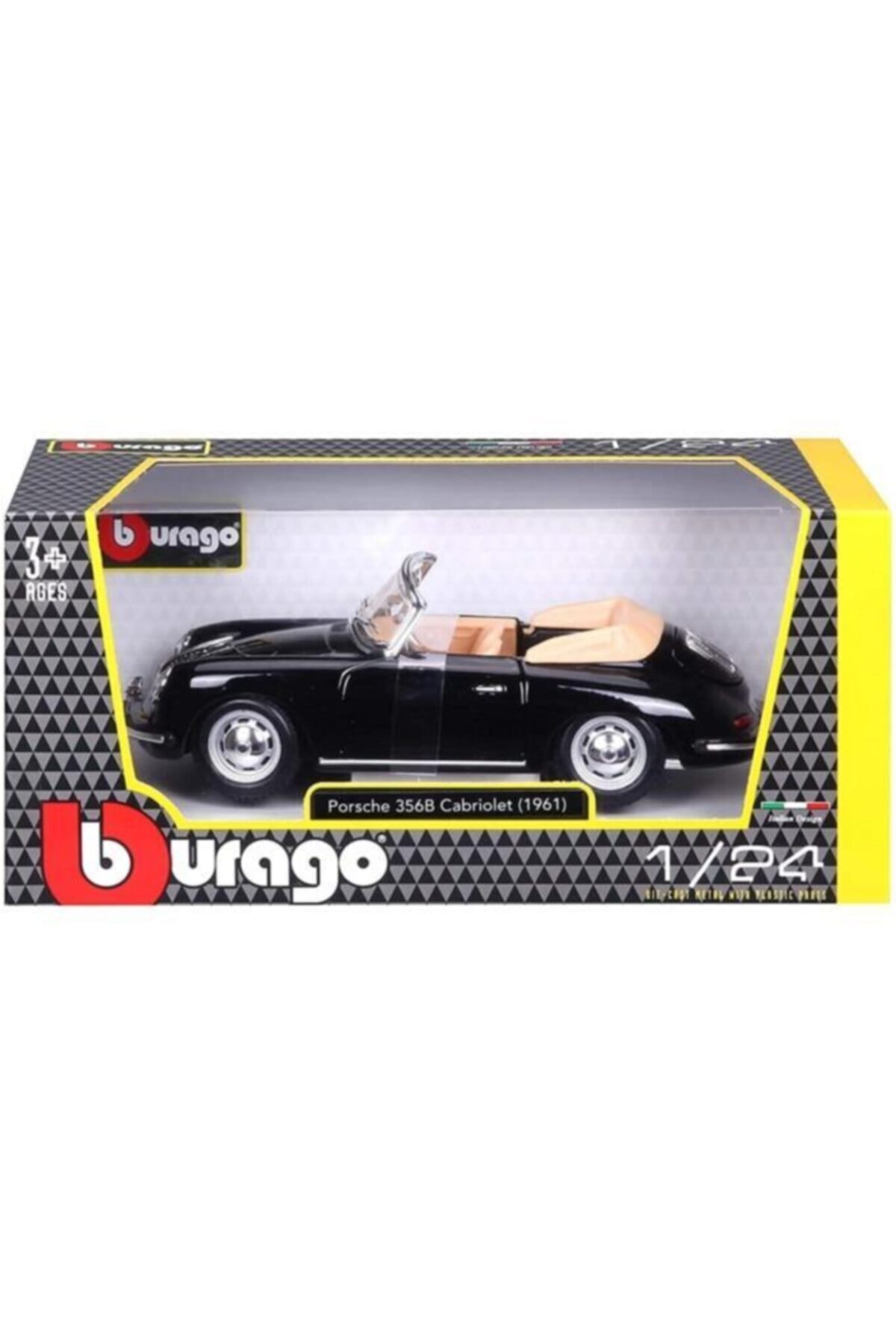 مدل خودرو PORSCHE 356B CABRIOLET 1961 MODEL کلاسیک CAR 1 24 SCALE مشکی اورجینال Burago