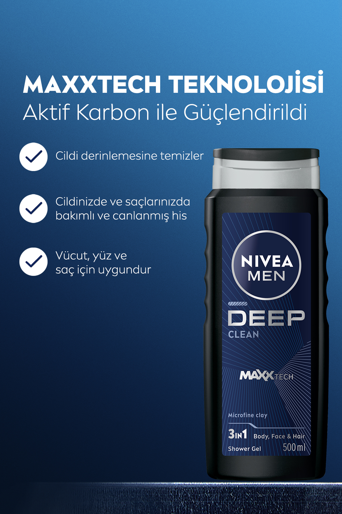NIVEA ژل حمام عمق بخش مردانه 500 میلی لیتر، اسپری ضد عرق 150 میلی لیتر، رول ضد عرق 50 میلی لیتر