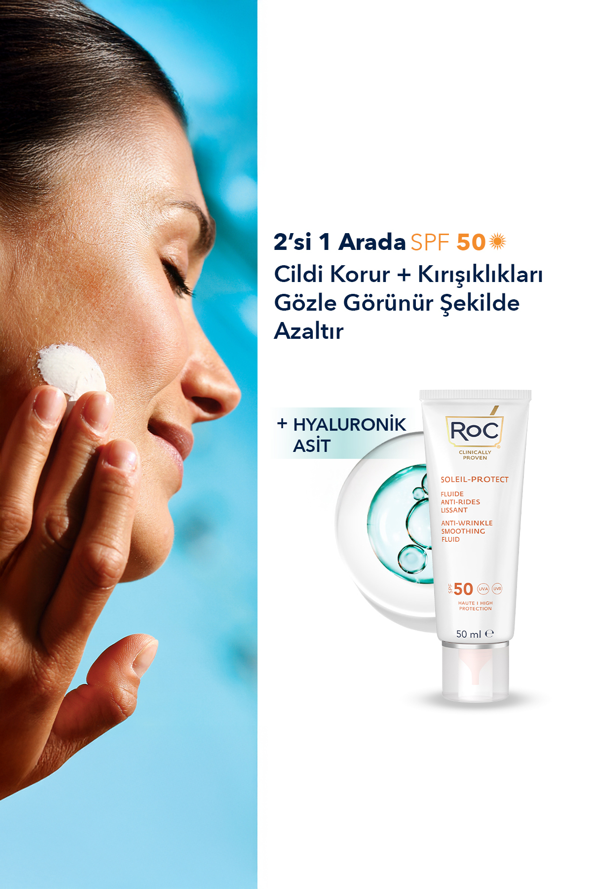 Roc کرم ضد چروک ضد آفتابی صورت SPF50 + 50 میلی لیتر
