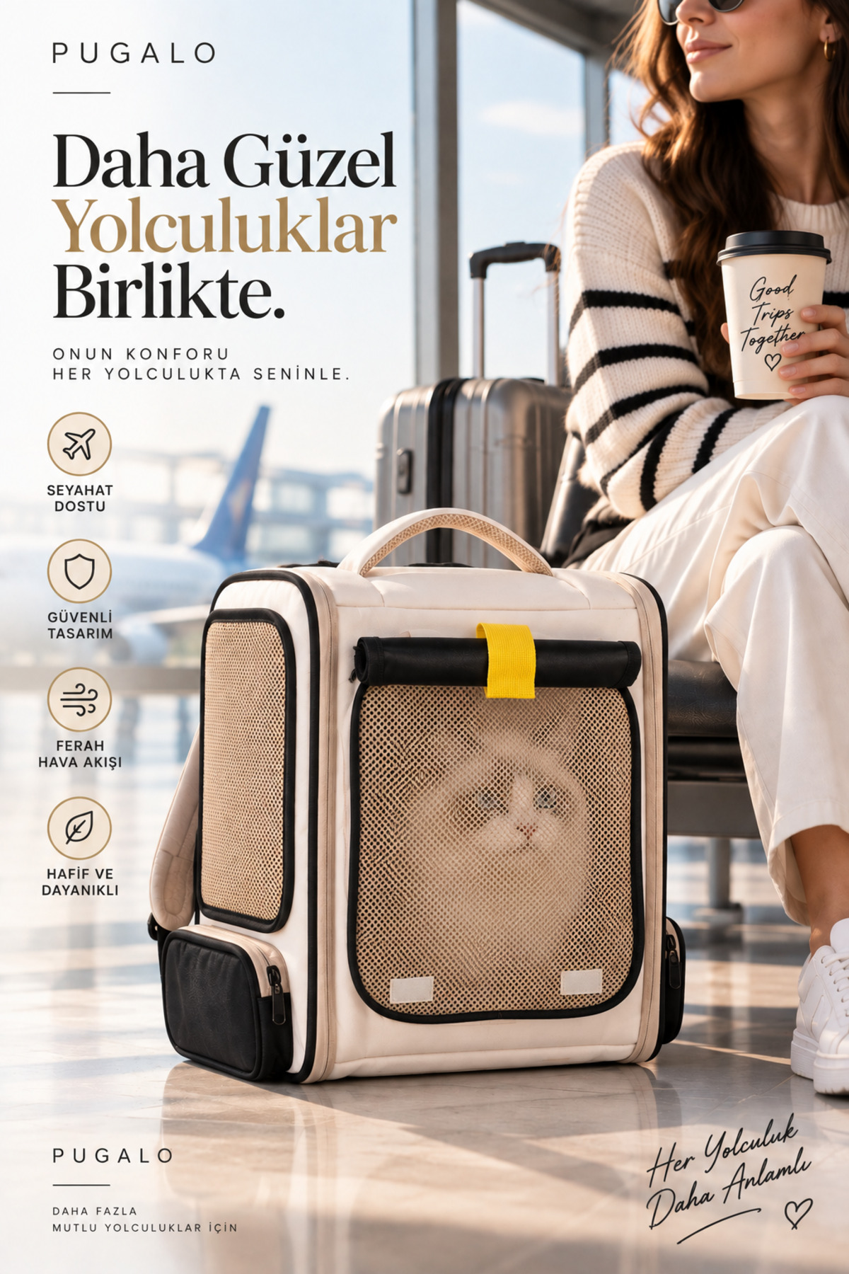 کوله‌پشتی حمل گربه و سگ نژاد کوچک پوگالو Pugalo FlexSpace، مشکی