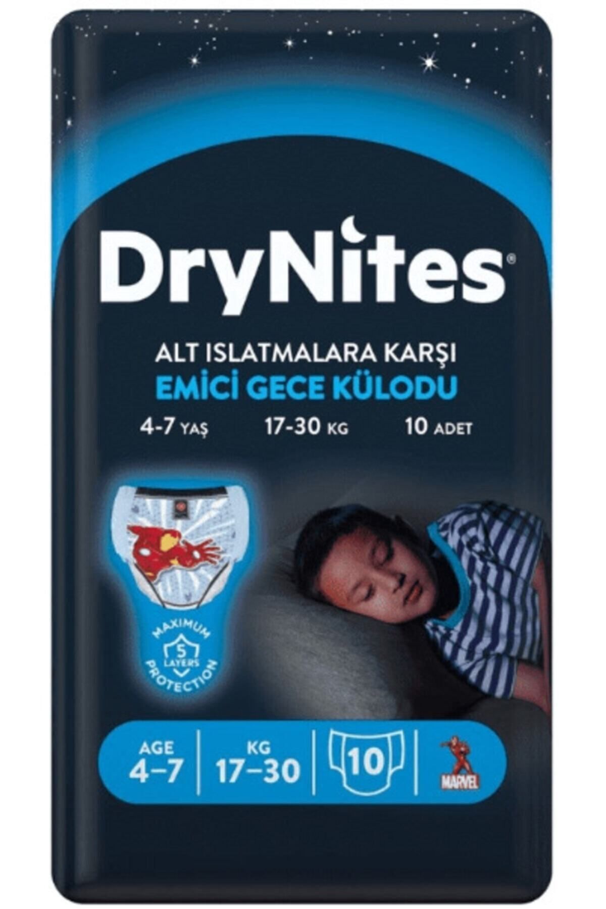 پوشک بچه شبانه جاذب DRYNITES برای مردانه 4 7 سال 10 بسته 3 اورجینال Huggies