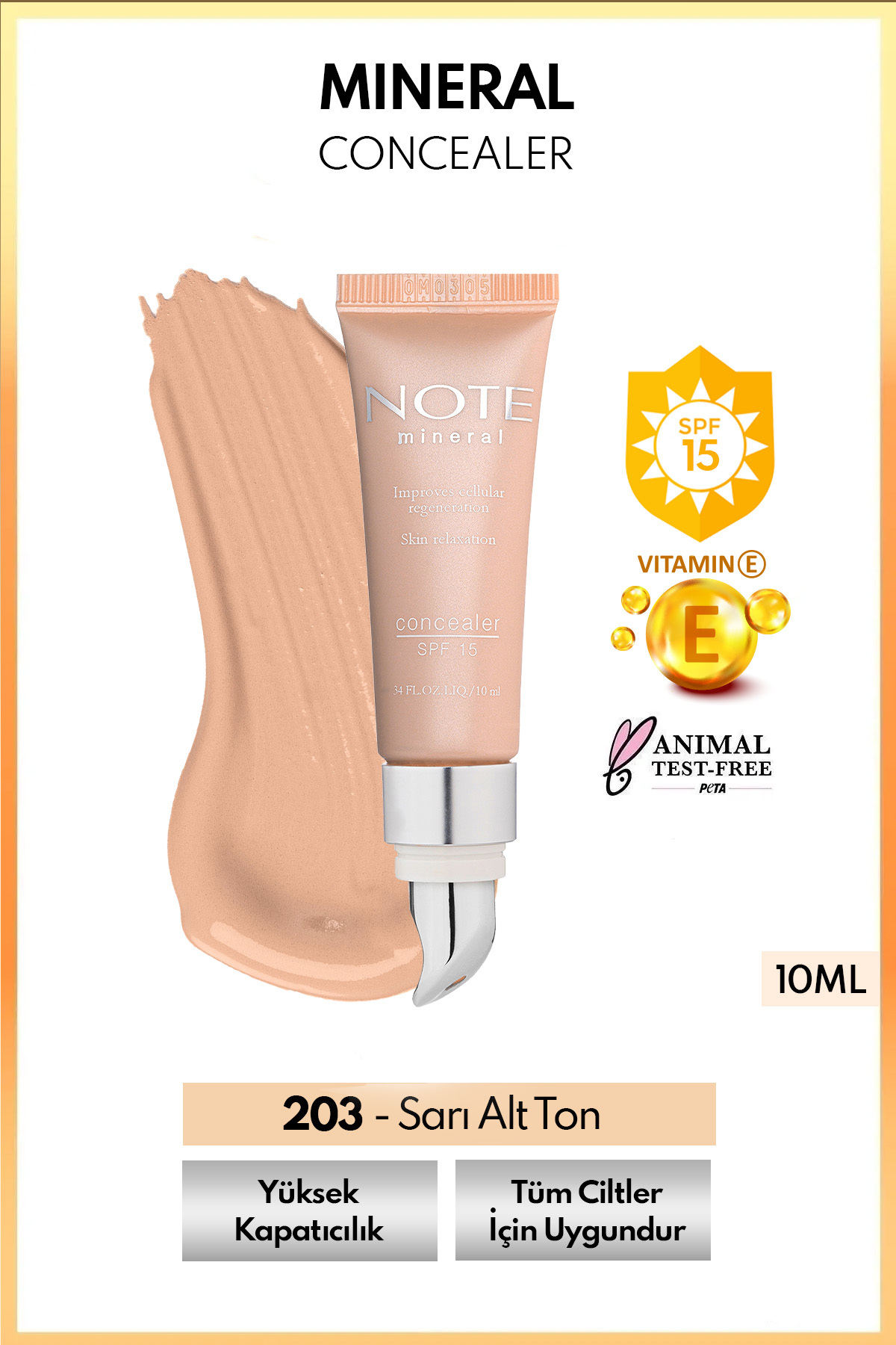 کانسیلر معدنی با SPF 15 مناسب برای همه جنسیت‌ها رنگ بژ نوت کازمتیکس Note Cosmetics